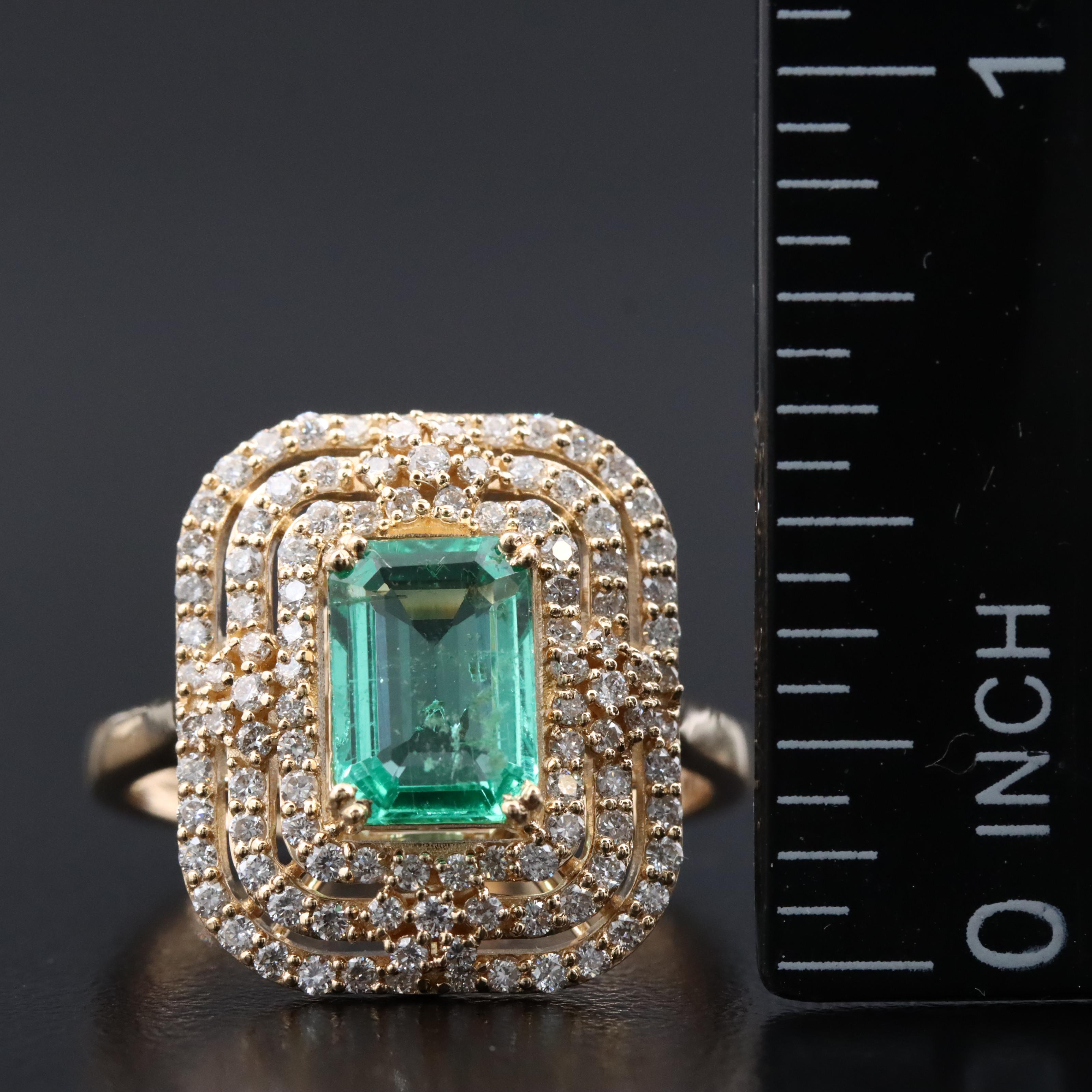 18K 1.09 CT Emerald and Diamond Ring