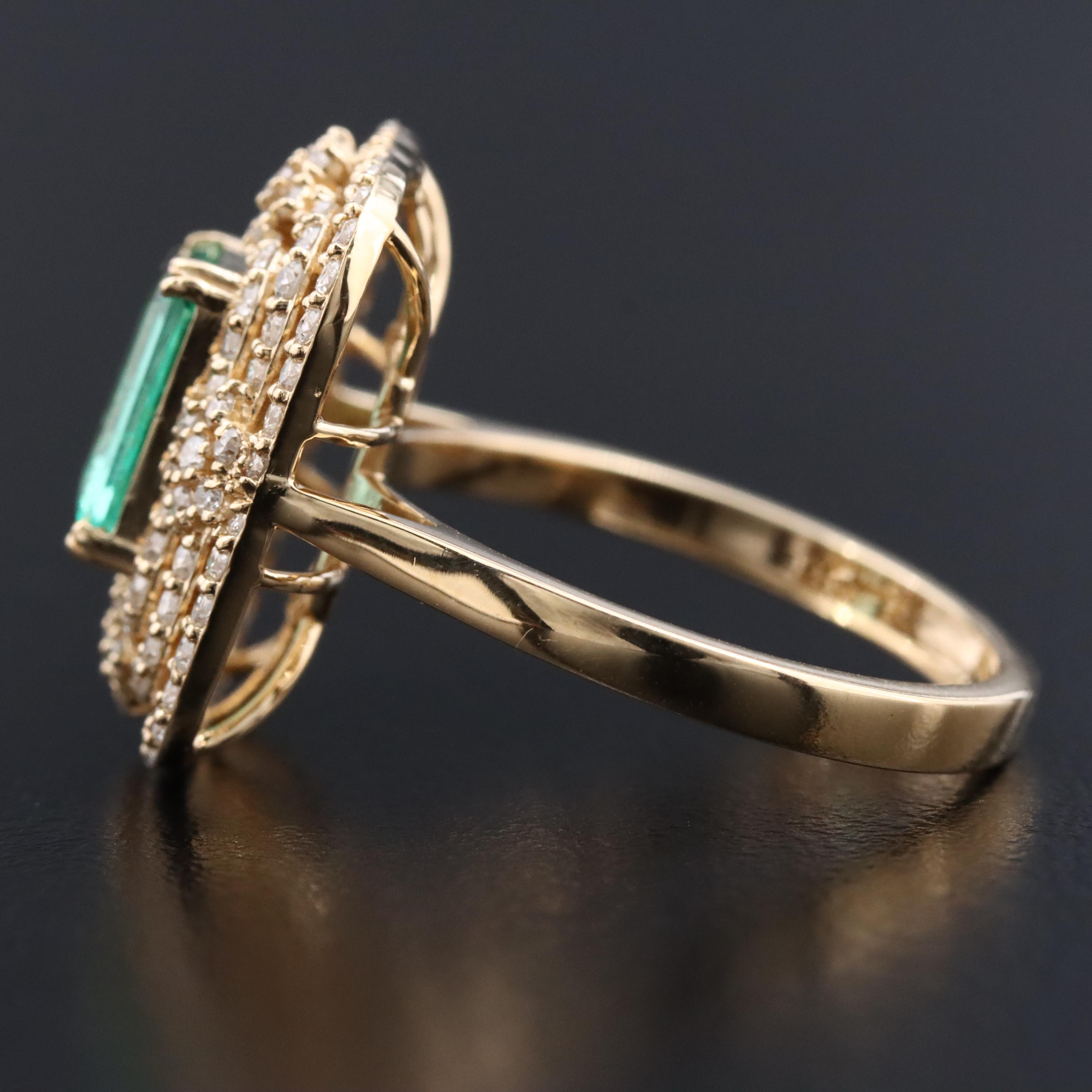 18K 1.09 CT Emerald and Diamond Ring
