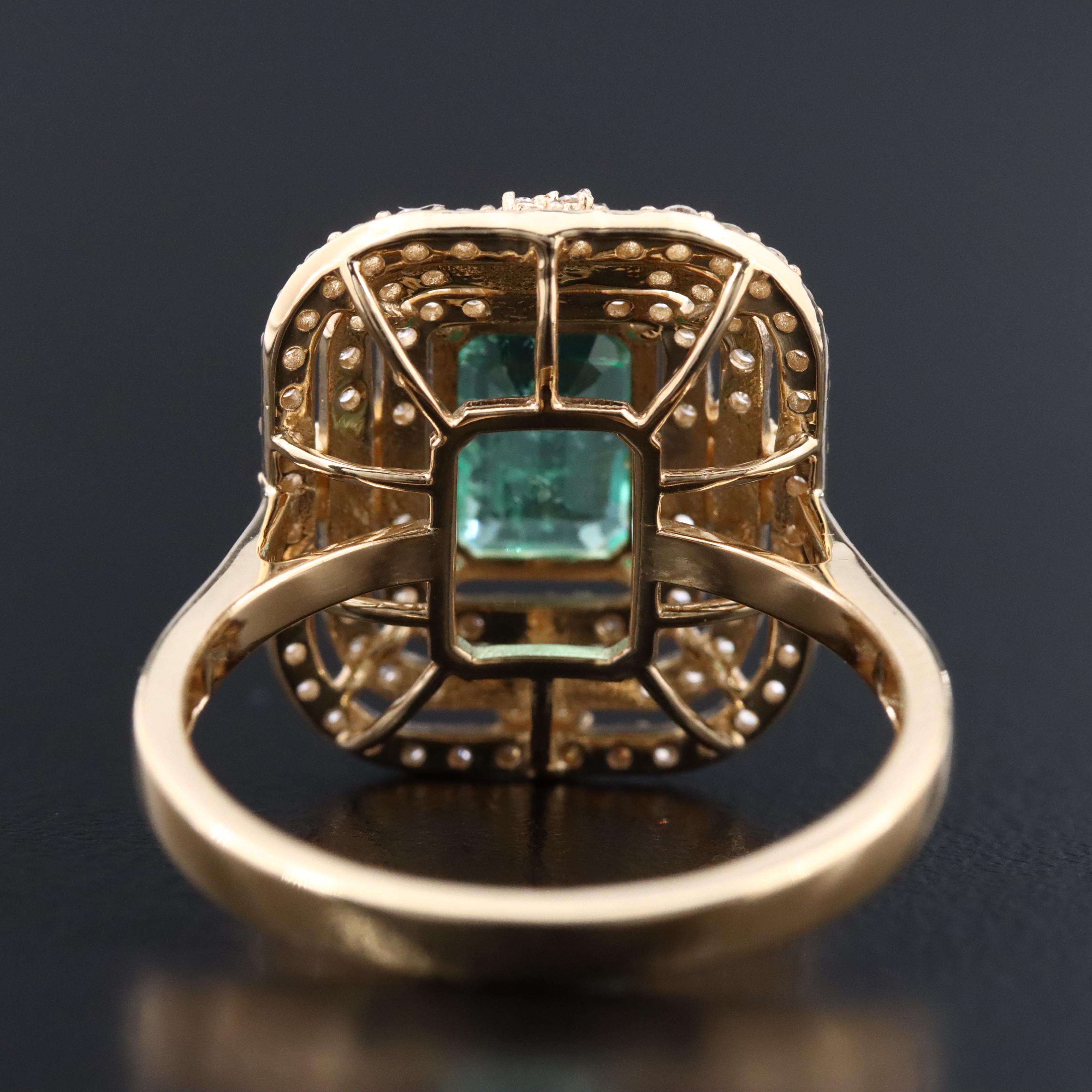 18K 1.09 CT Emerald and Diamond Ring