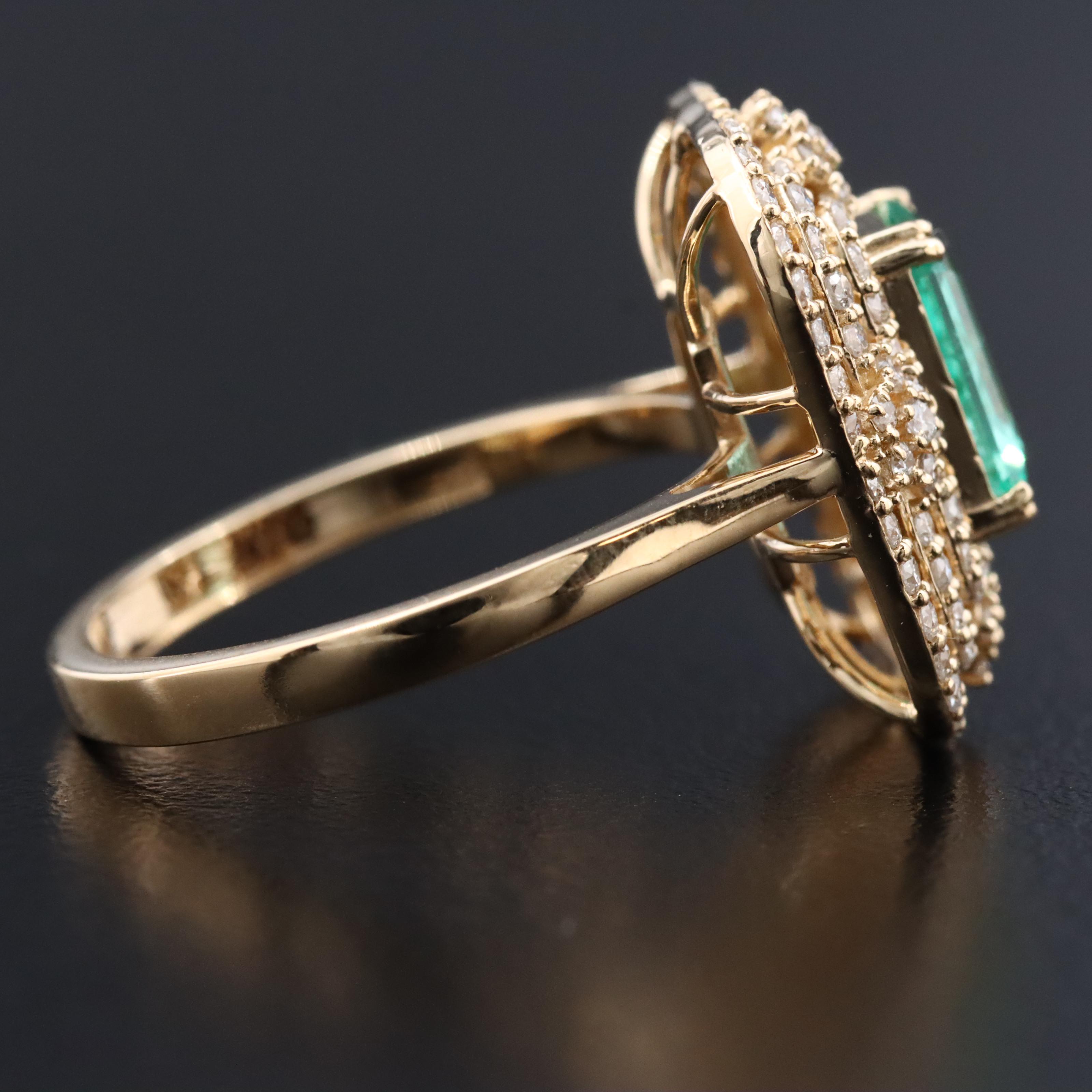 18K 1.09 CT Emerald and Diamond Ring
