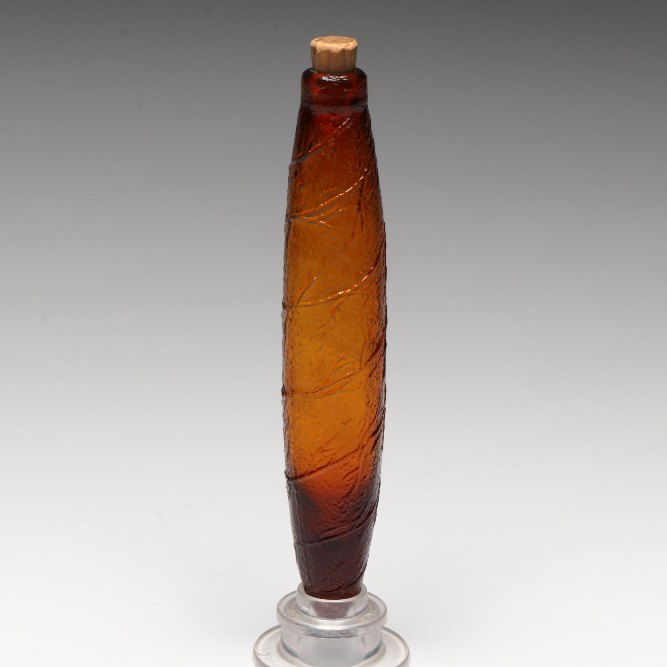Antique Cigar Form Amber Glass Nip Bottle, Late 19th Century