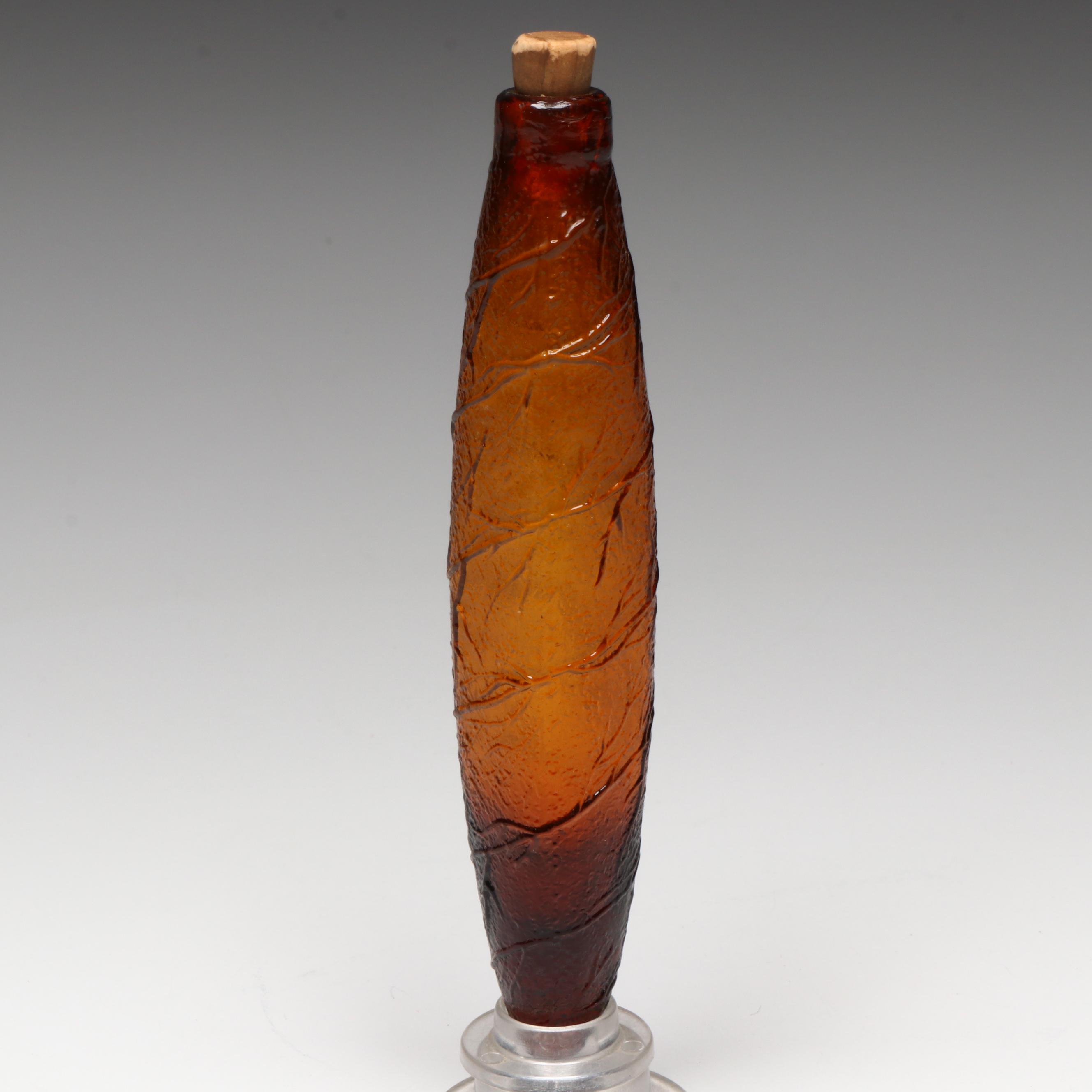 Antique Cigar Form Amber Glass Nip Bottle, Late 19th Century