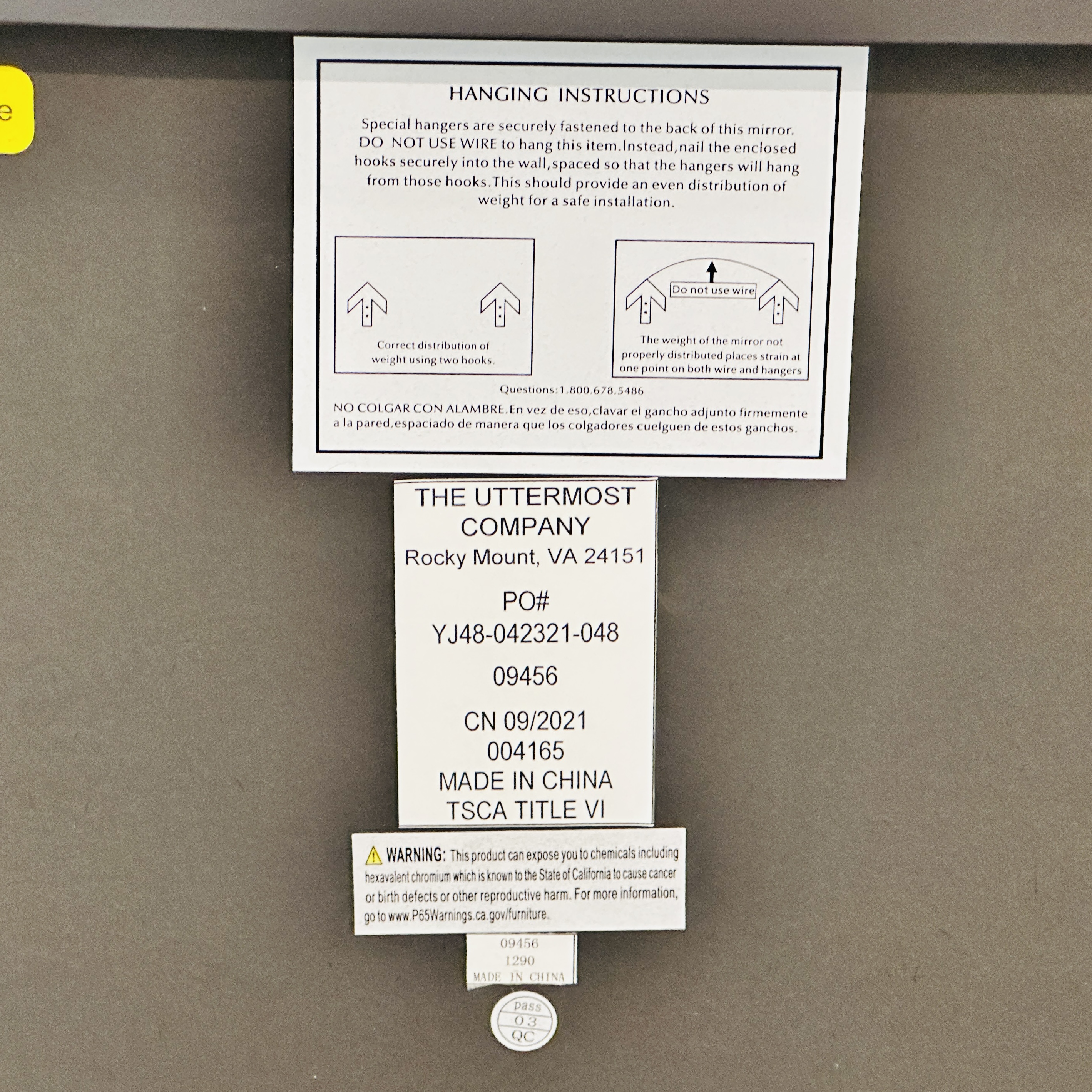 Uttermost "Sele" Metal Framed Wall Mirror