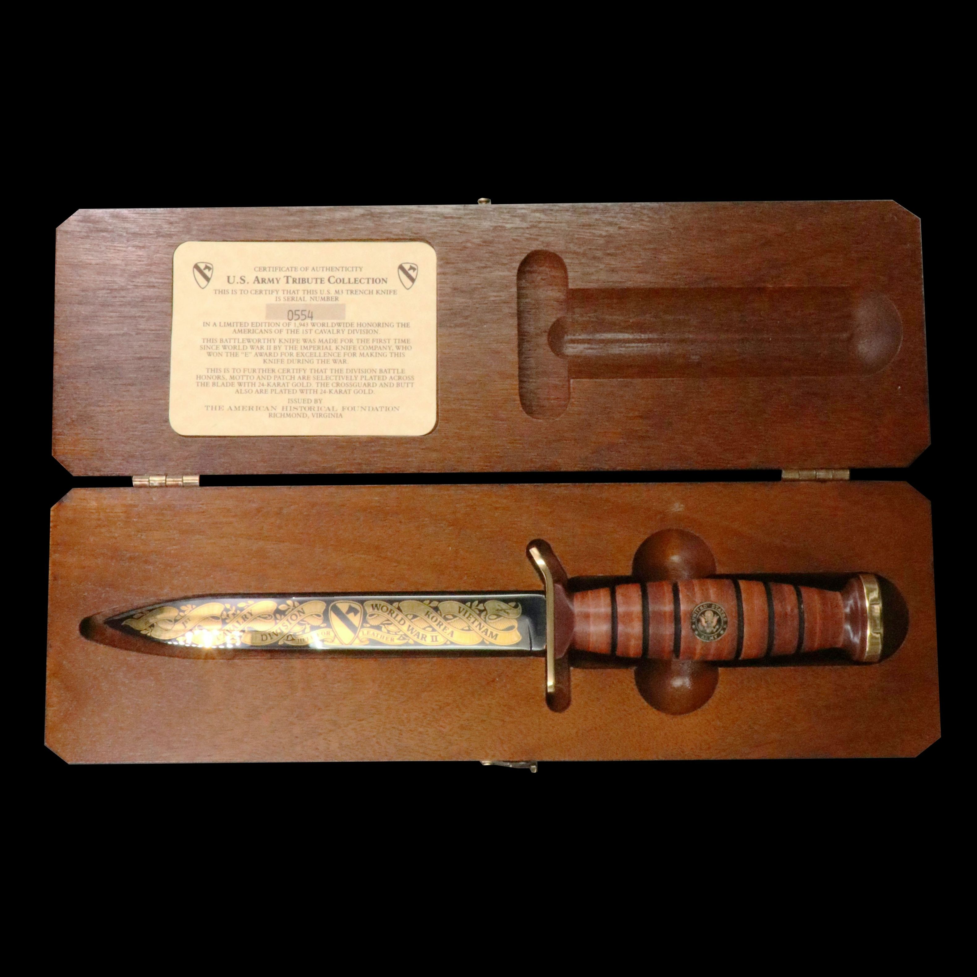 WWI Tribute Imperial M3 Trench Knife Engraved with 24K Gold