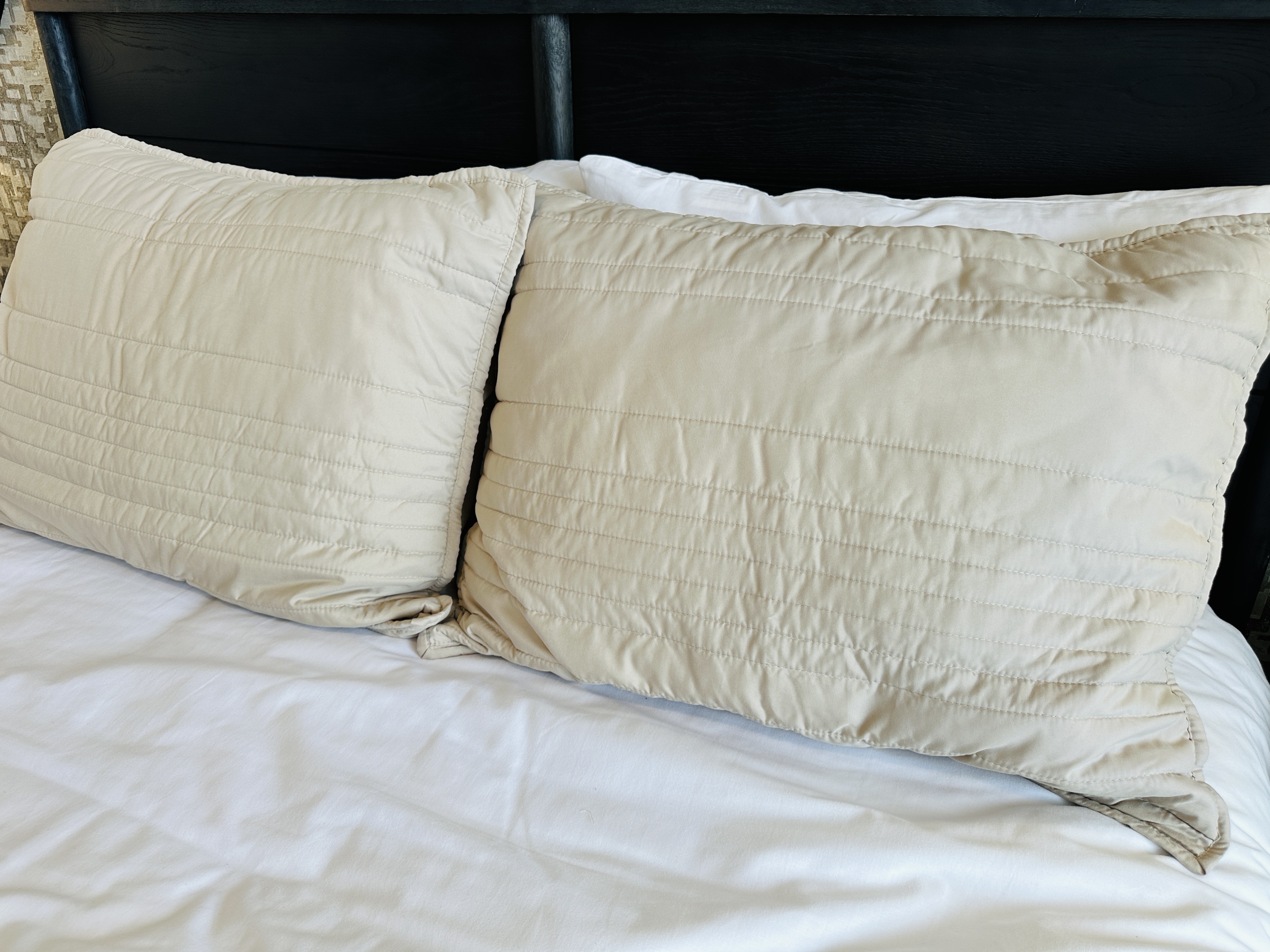 Modernist Style Ebonized Wood Queen Size Bed with Bedding