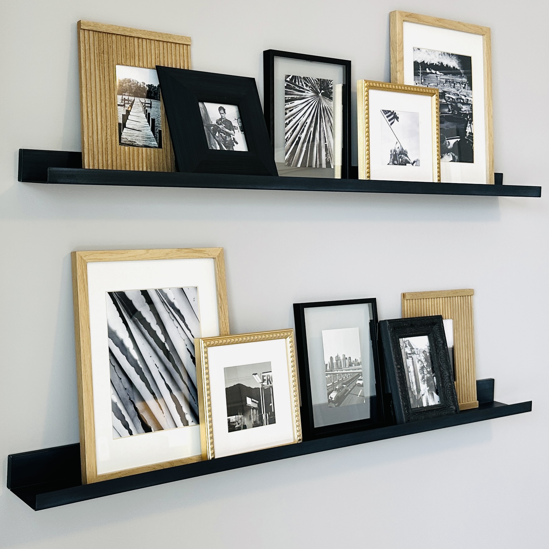 Contemporary Black and Gold Tone Picture Frames
