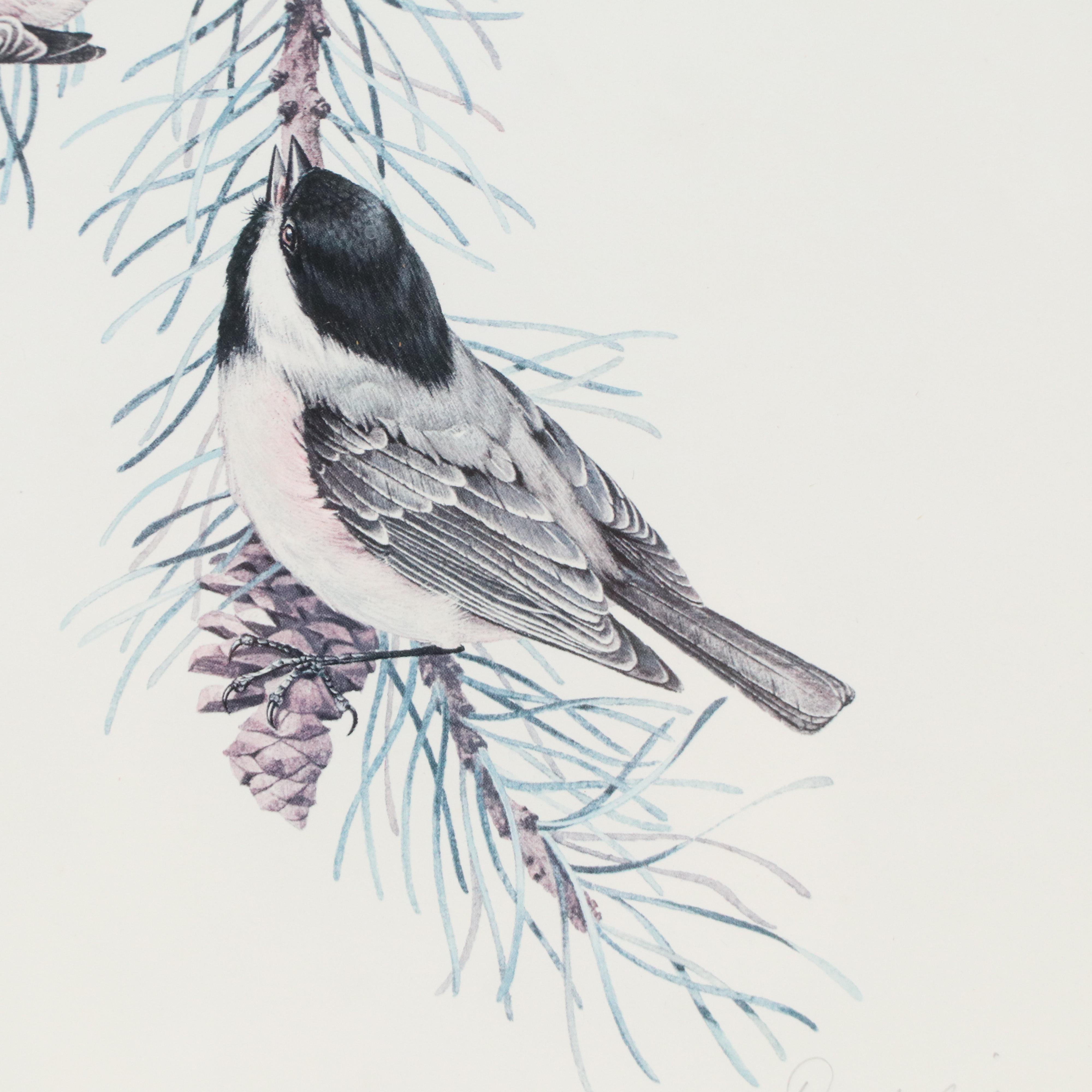Don Whitlatch Offset Lithograph "Black-capped Chickadee," Late 20th Century