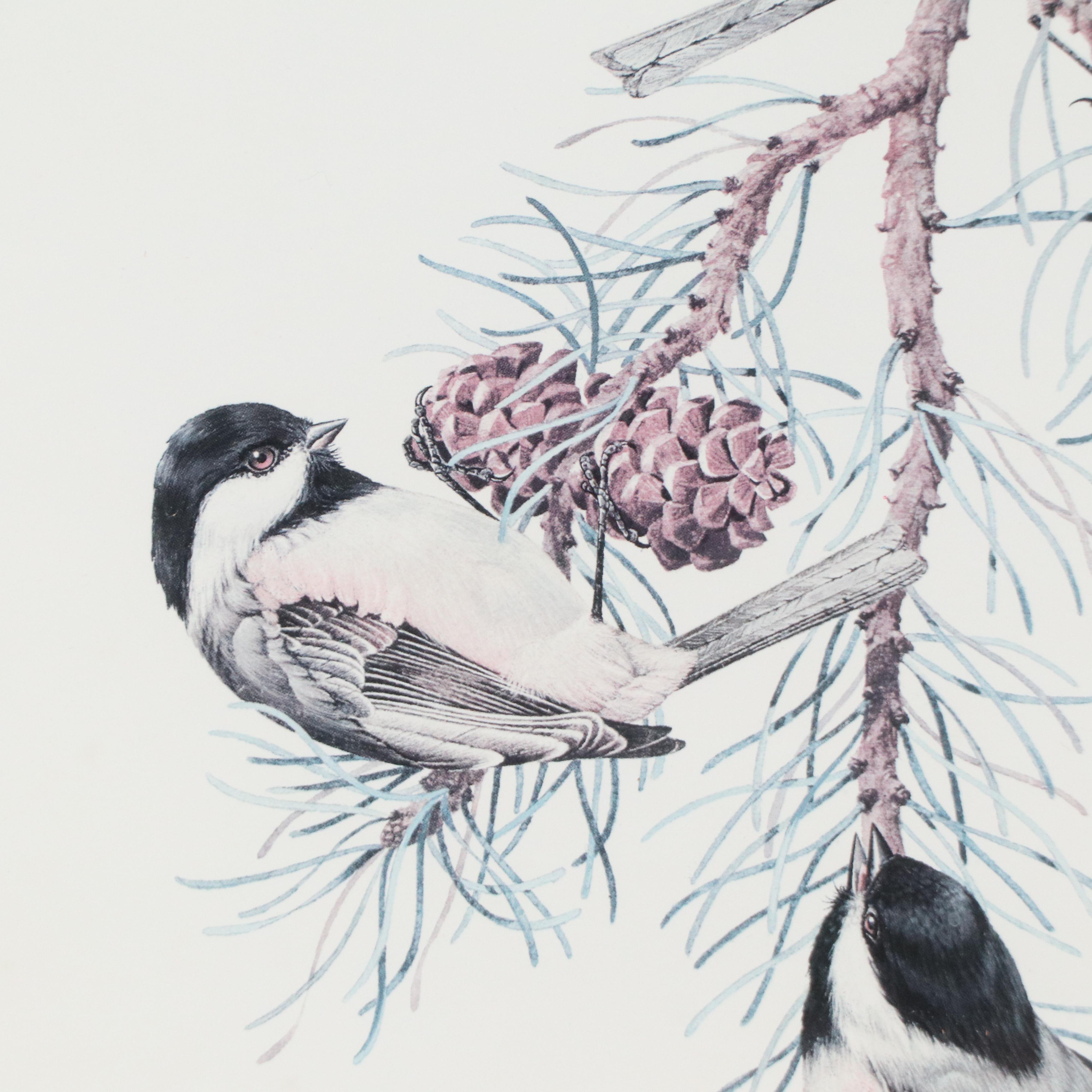 Don Whitlatch Offset Lithograph "Black-capped Chickadee," Late 20th Century