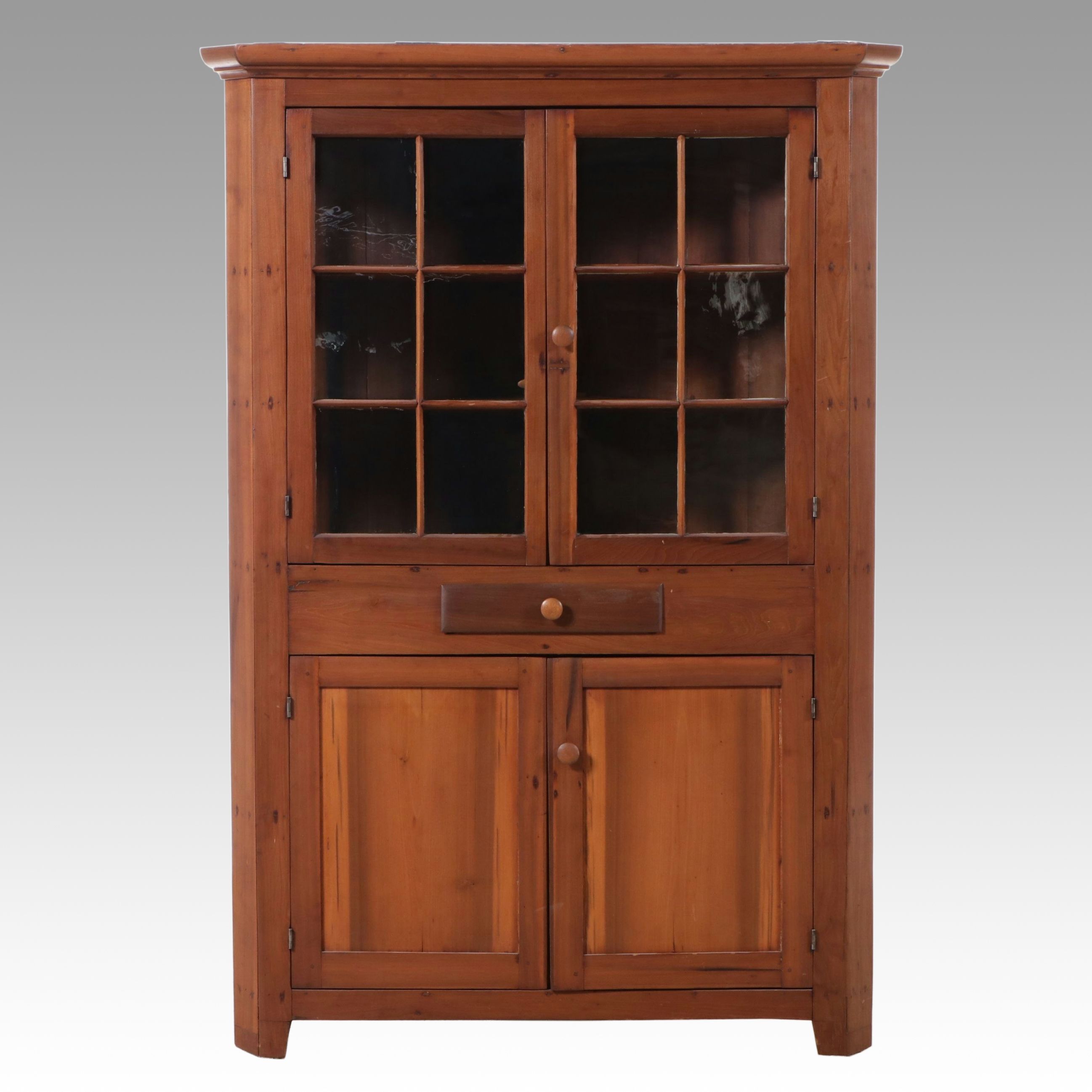 American Federal Style Twelve-Pane Glass Front Corner Cabinet, 19th Century
