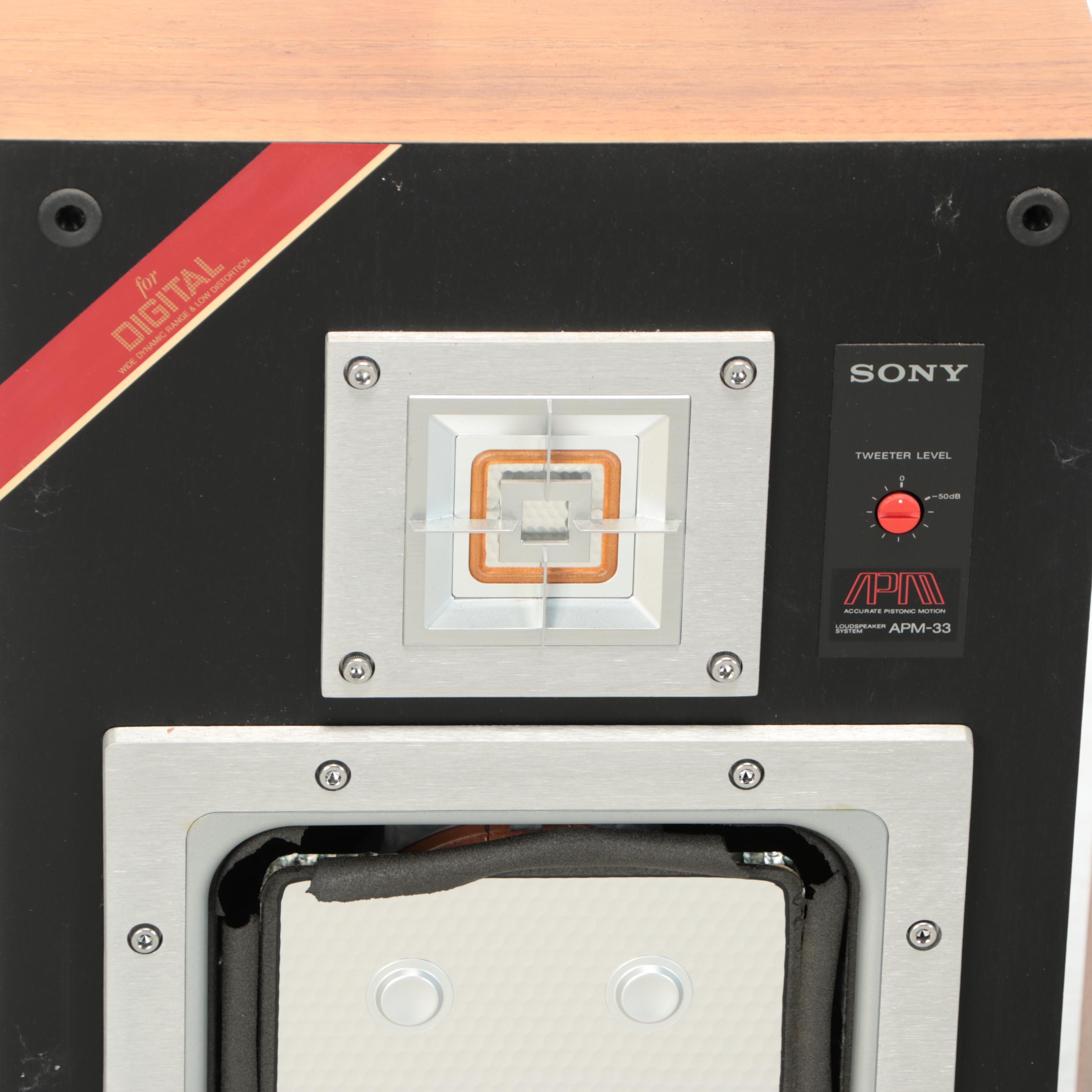 Pair of Sony APM Loudspeakers with Walnut Veneer Cabinets