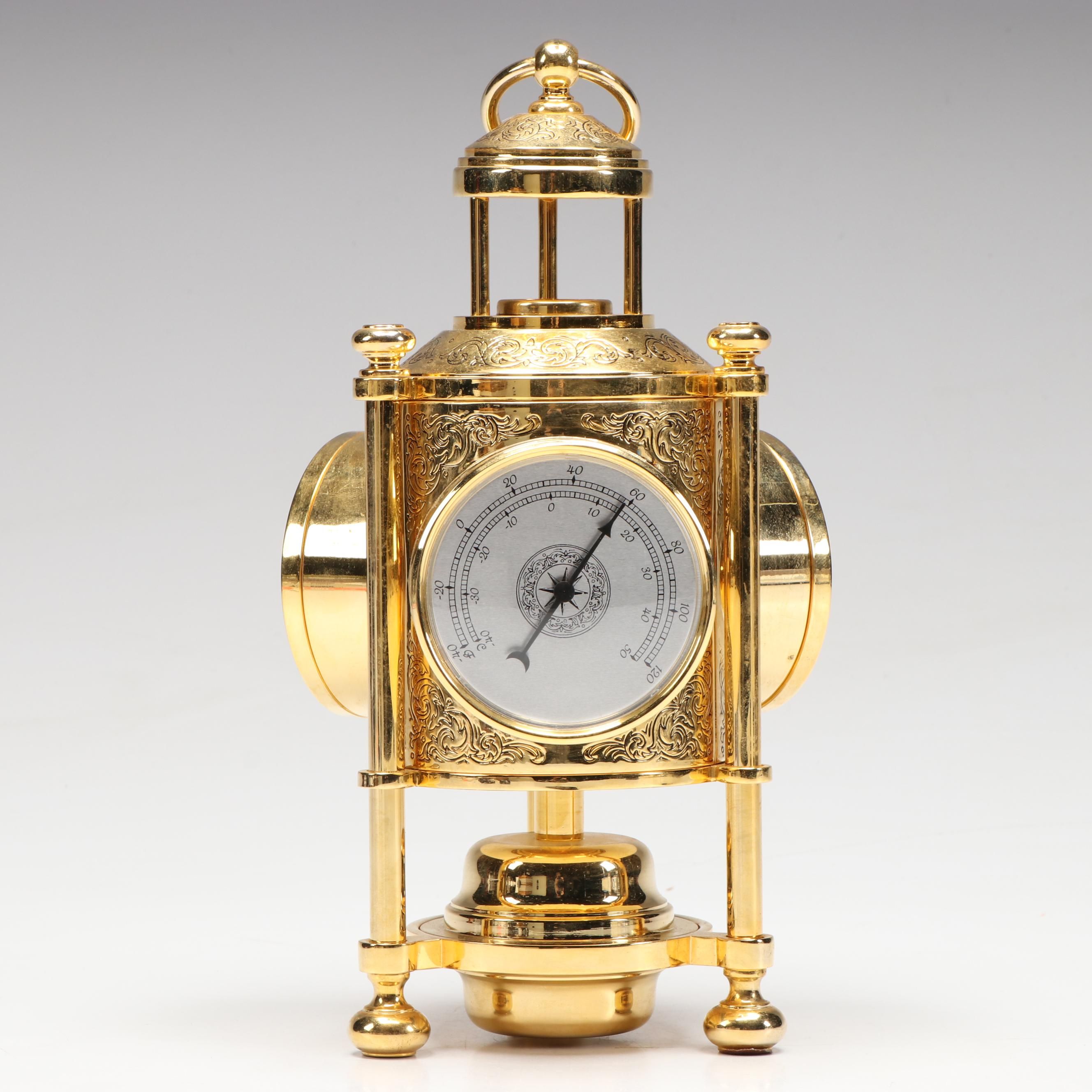 The Franklin Mint Gold Tone Meteorological Lantern Clock