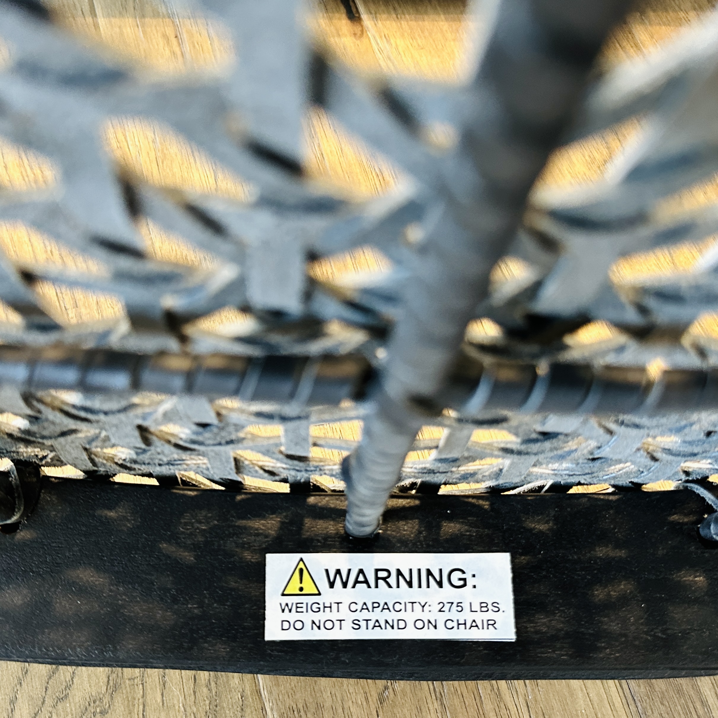 Set of Six Safavieh "Bandelier" Ebonized Wood and Leather Dining Chairs