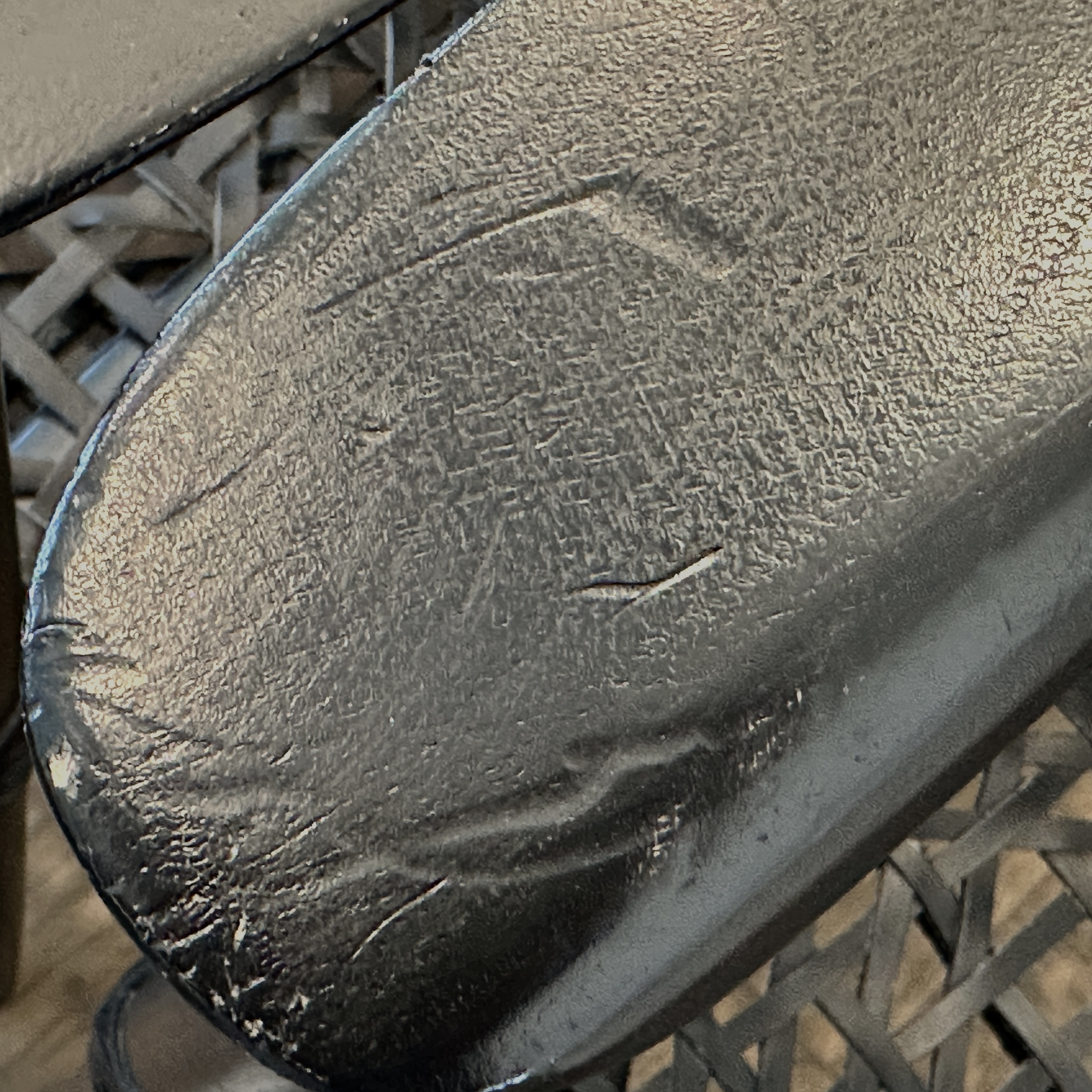 Set of Six Safavieh "Bandelier" Ebonized Wood and Leather Dining Chairs