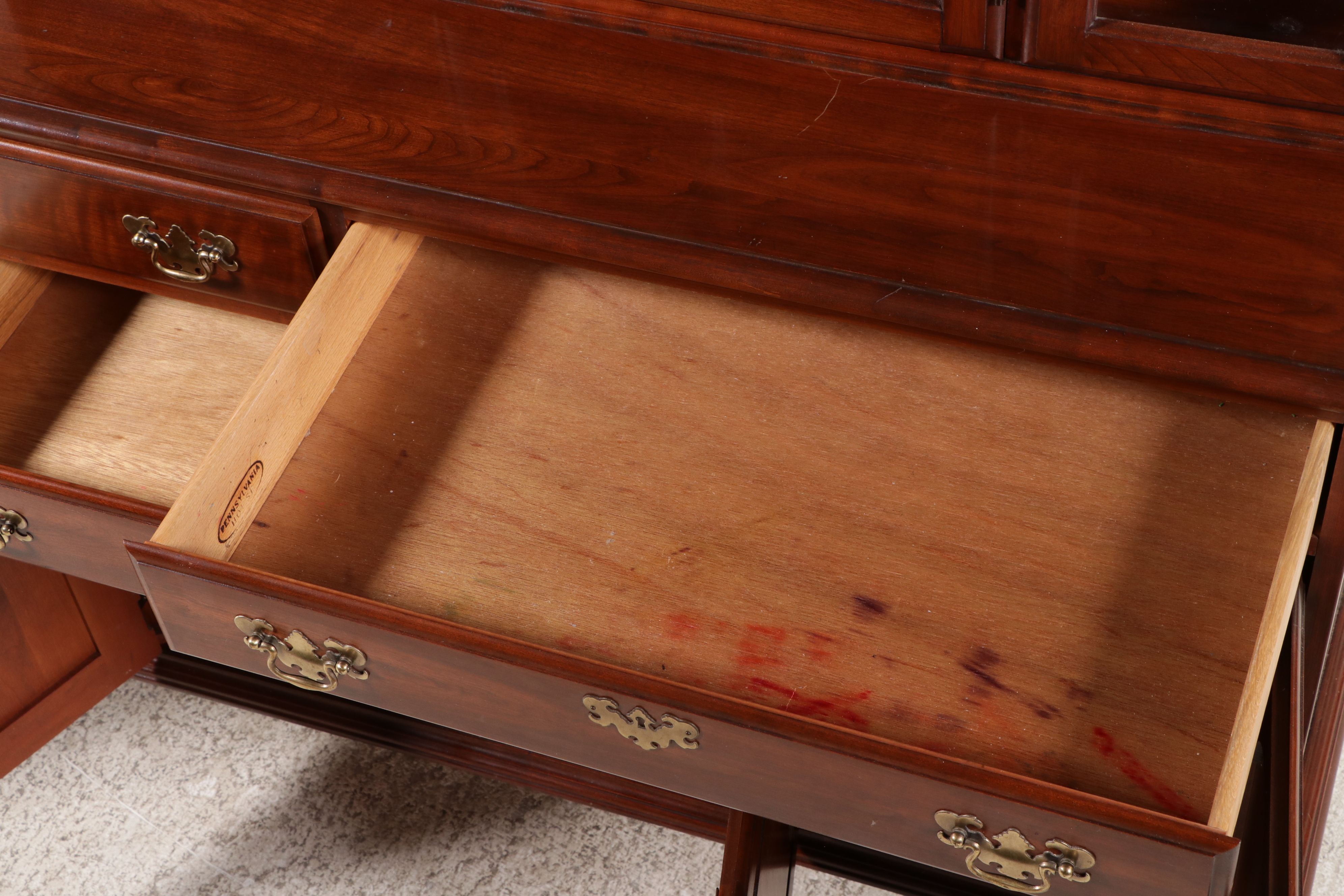 Pennsylvania House Colonial Style Cherry Two-Piece Hutch