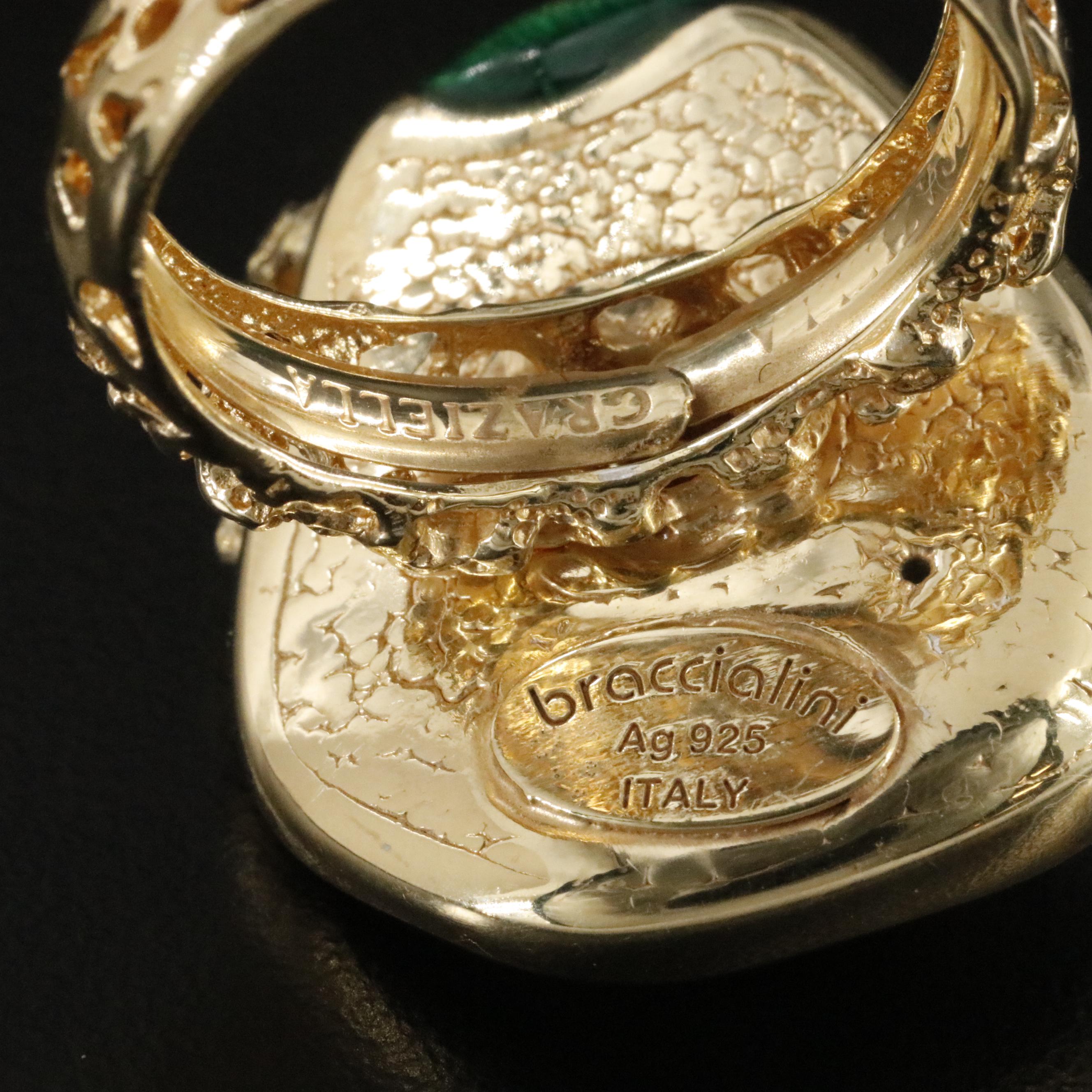 Graziella Braccialini Sterling Coral, Pearl, and Enamel Ring