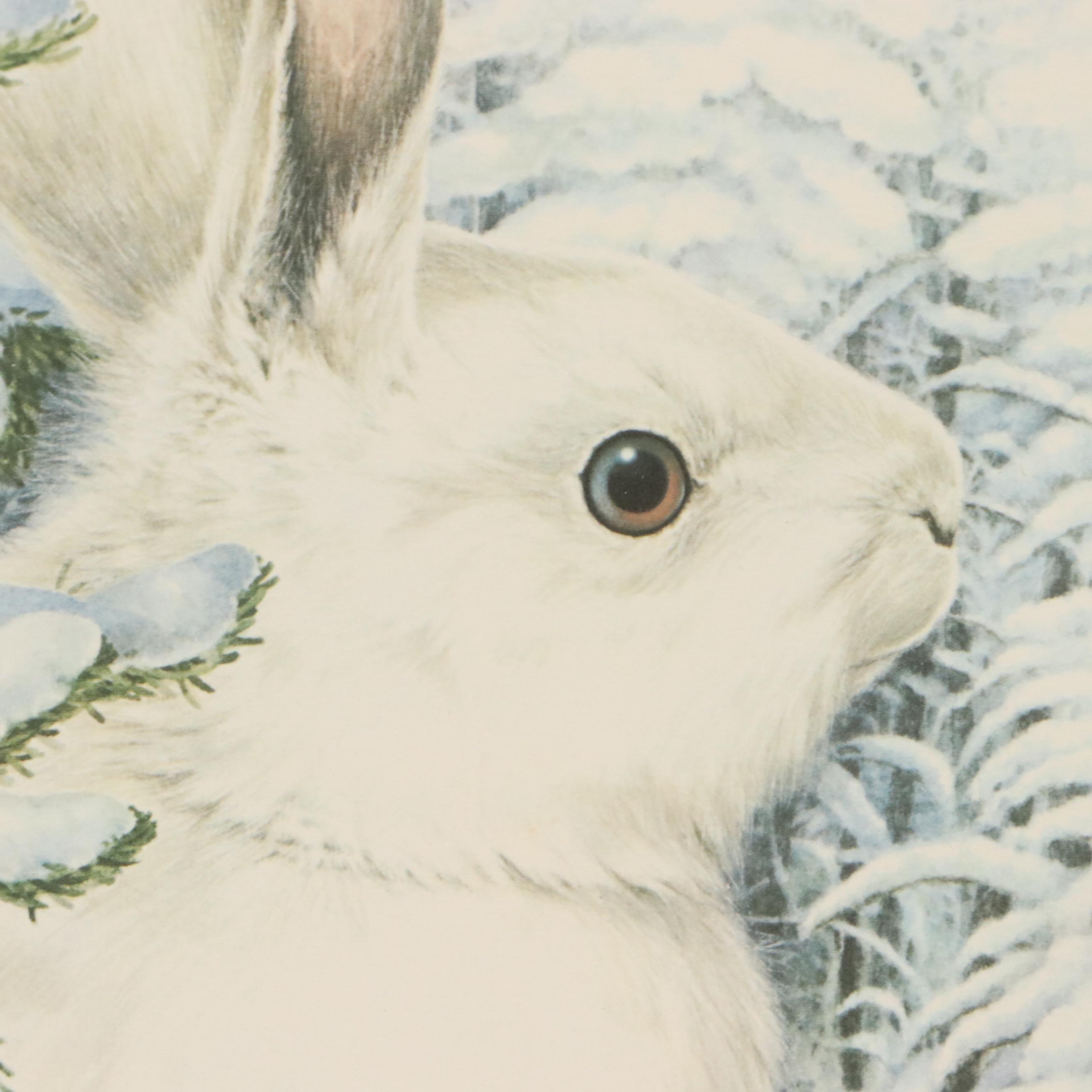 Don Whitlatch Offset Lithograph "Snowshoe Hare," Late 20th Century