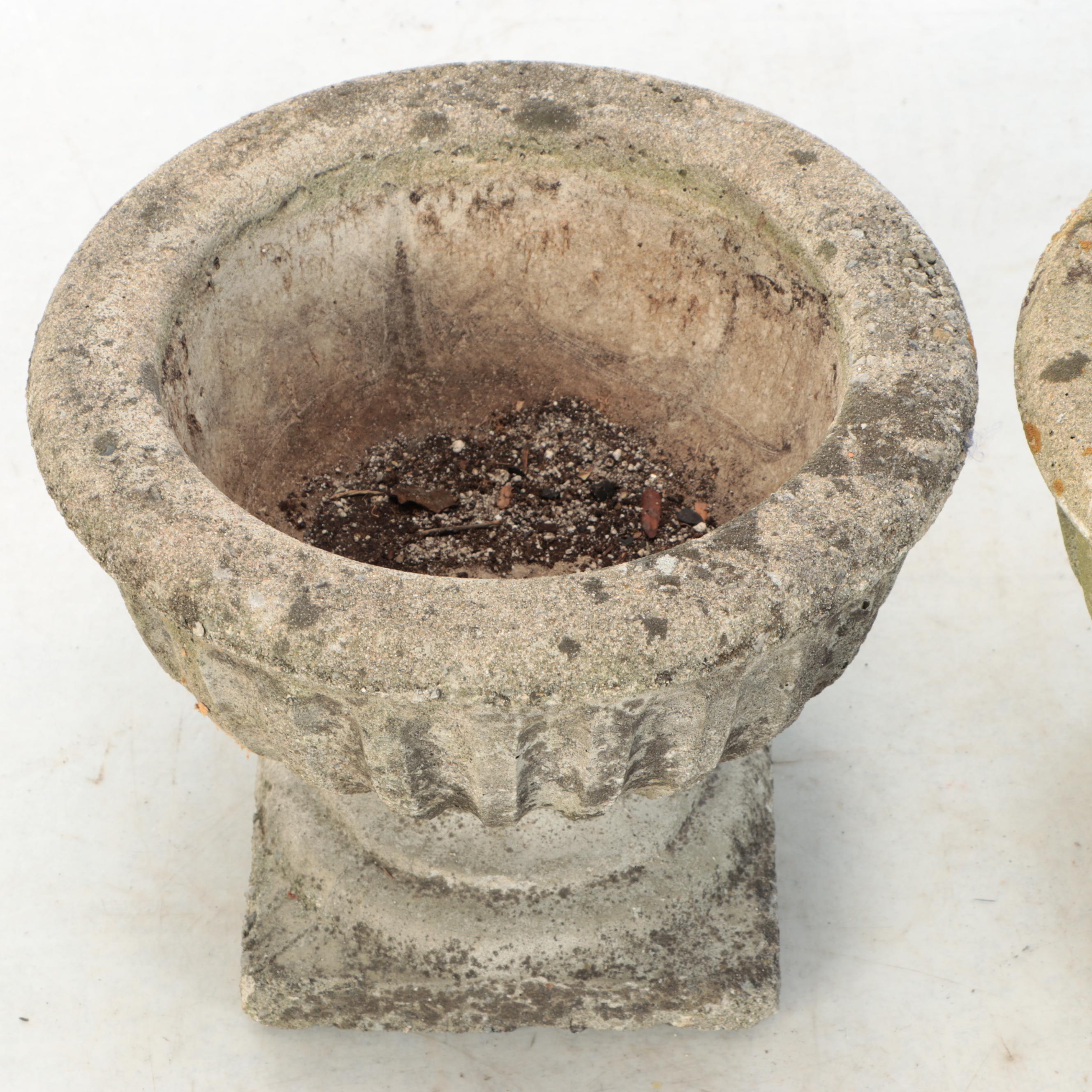 Pair of Cast Concrete Garden Urns