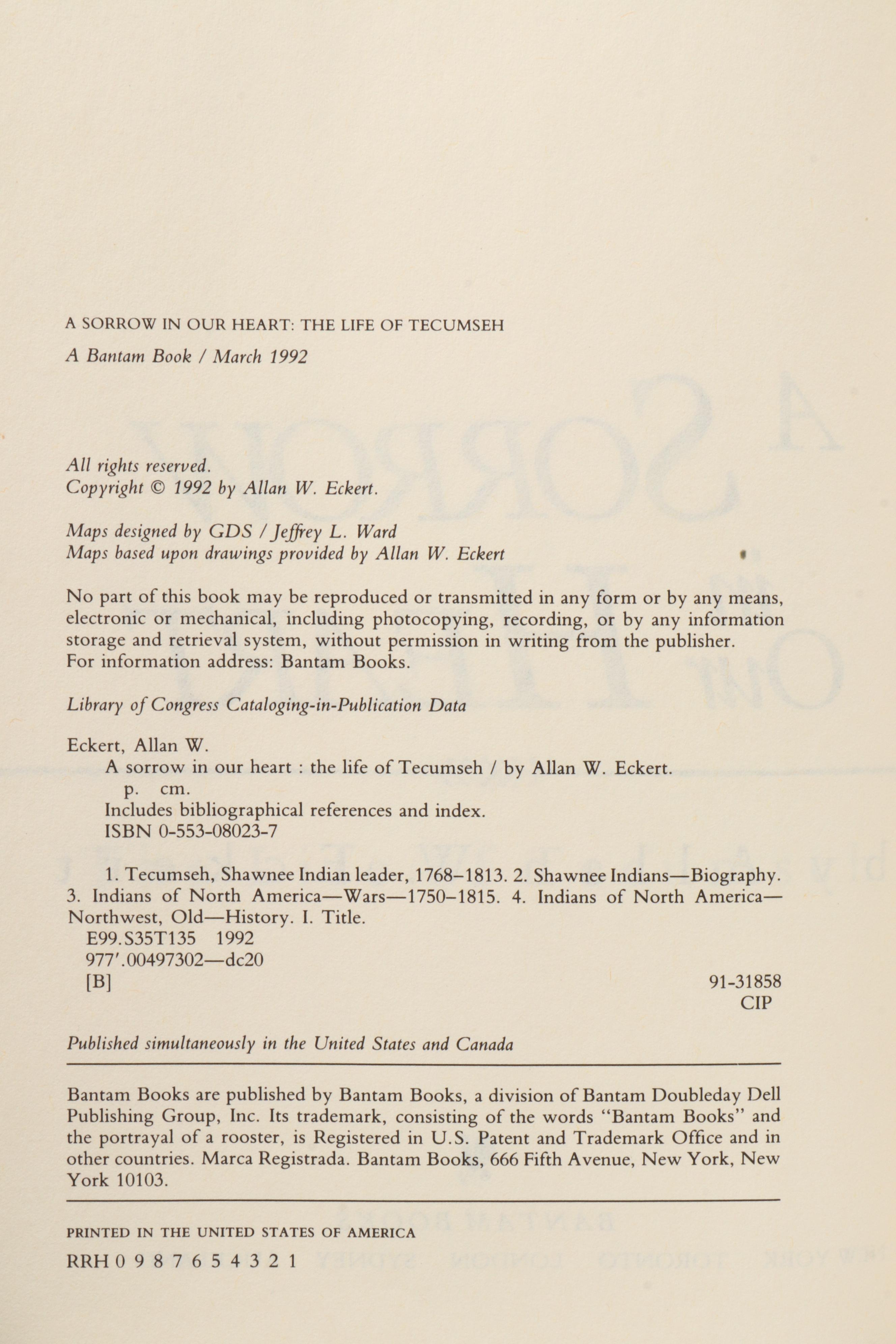 Signed First Edition "A Sorrow in Our Heart" and More Books by Allan W. Eckert