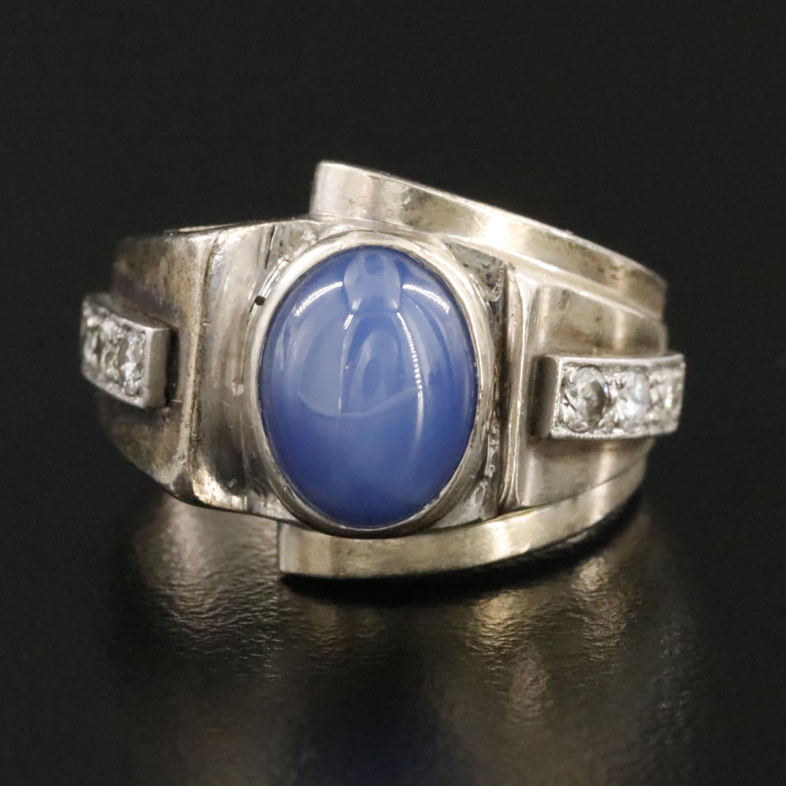 14K Star Sapphire and Diamond Ring