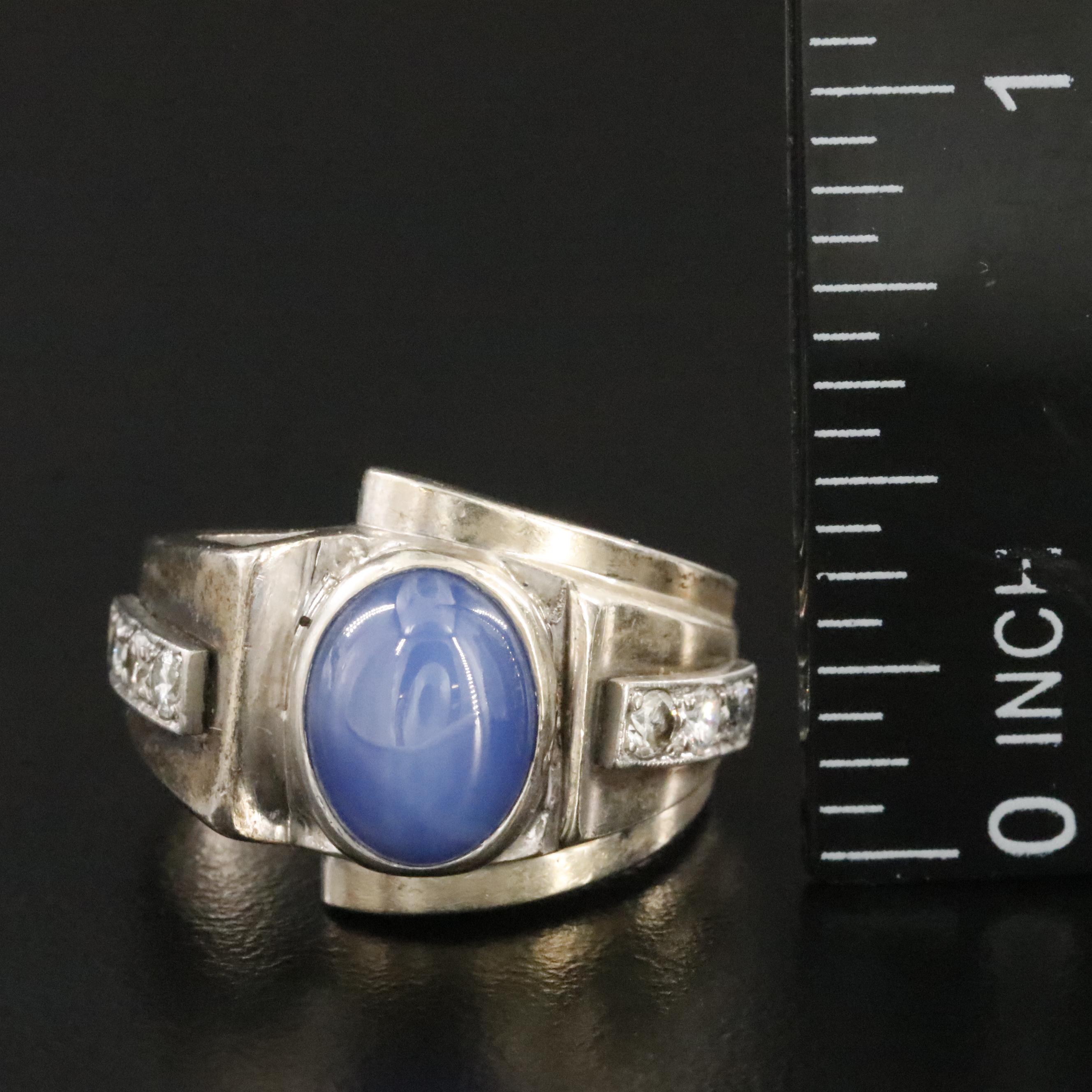14K Star Sapphire and Diamond Ring
