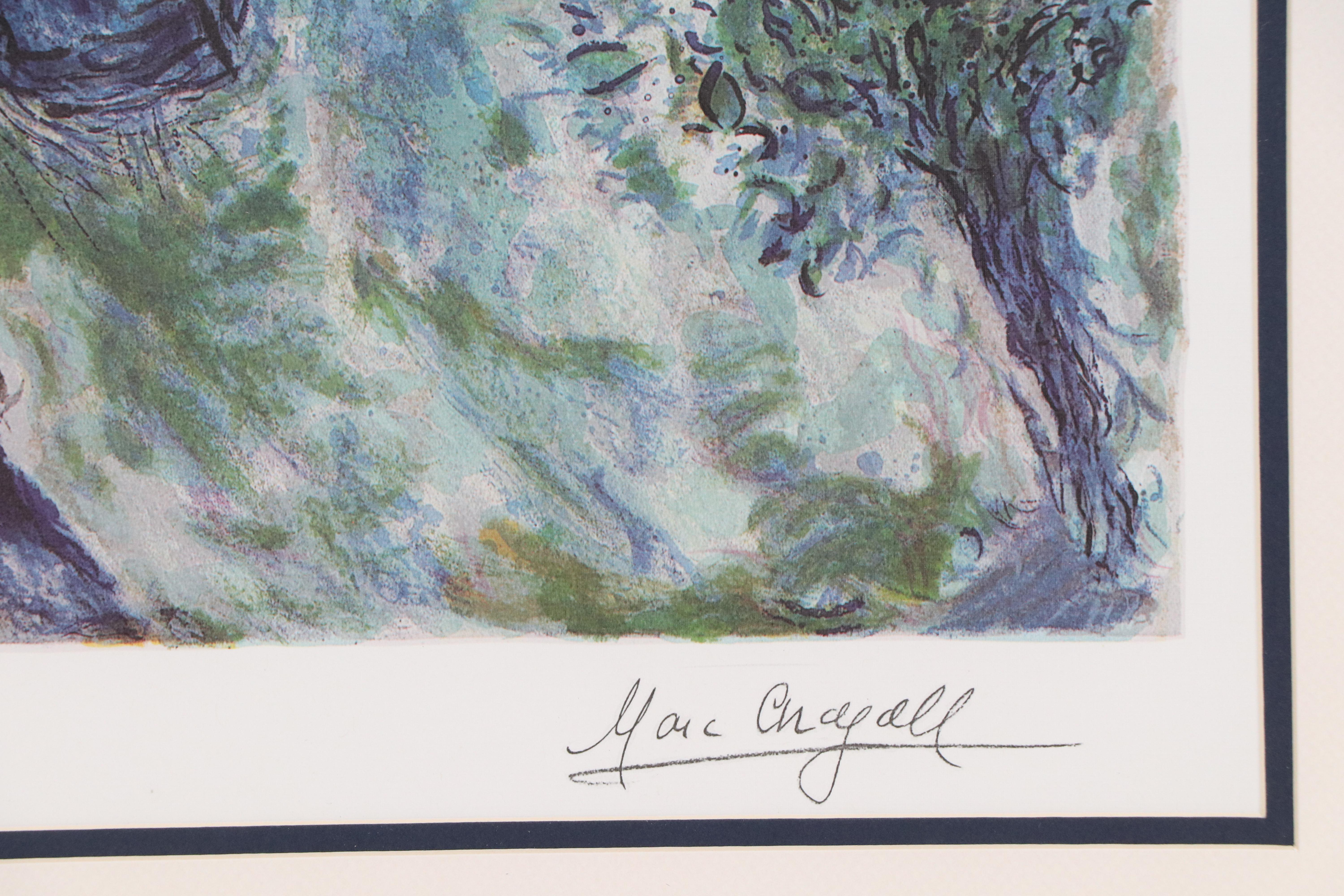 After Marc Chagall Offset Lithograph "Sur La Route Du Village"