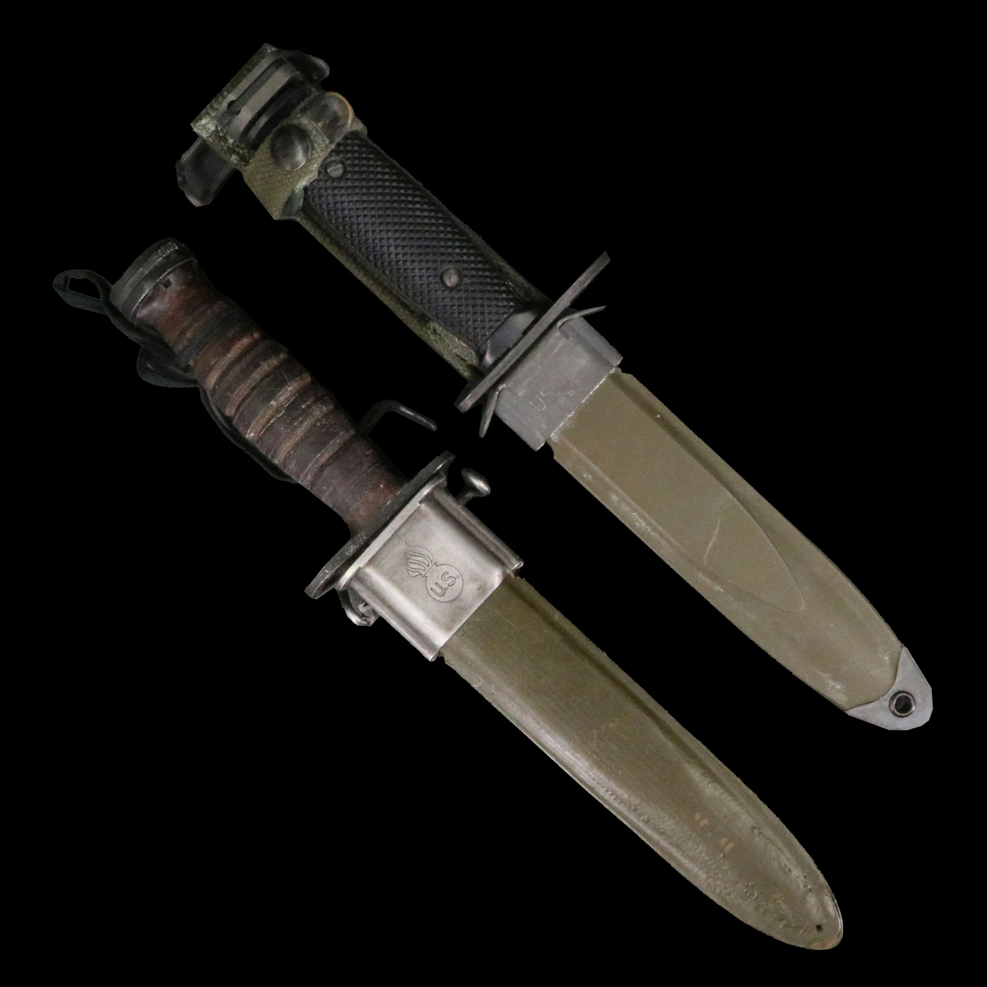 WW2 and Korean War U.S. M4 and M7 Bayonets with Scabbards