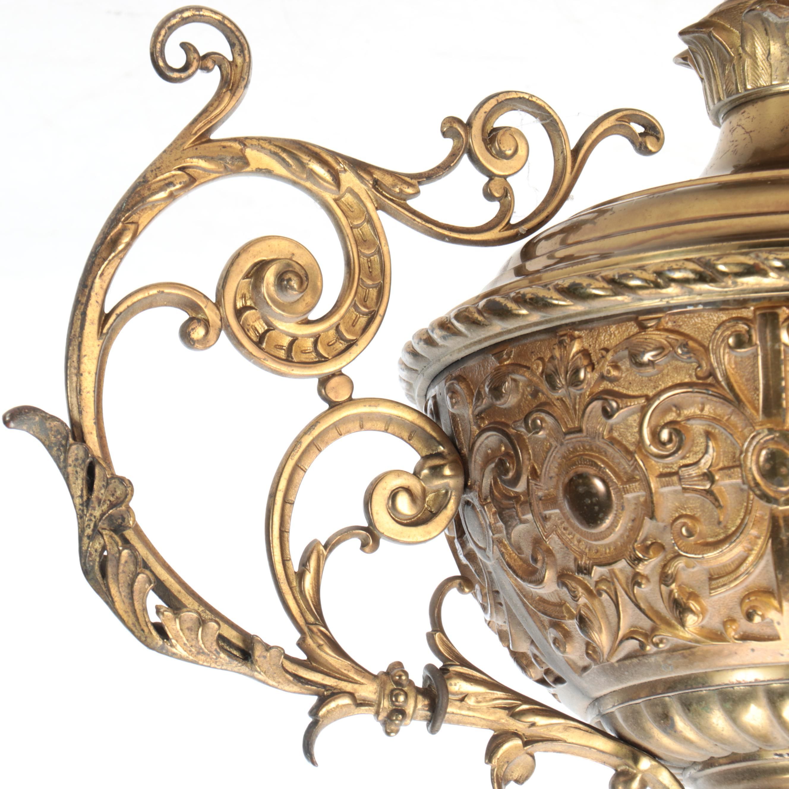 Victorian Aesthetic Movement Ornate Oil Font for Pulldown Library Lamp