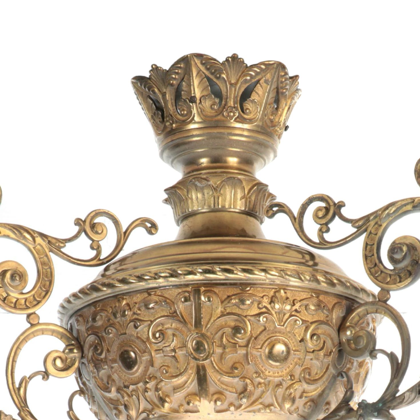 Victorian Aesthetic Movement Ornate Oil Font for Pulldown Library Lamp