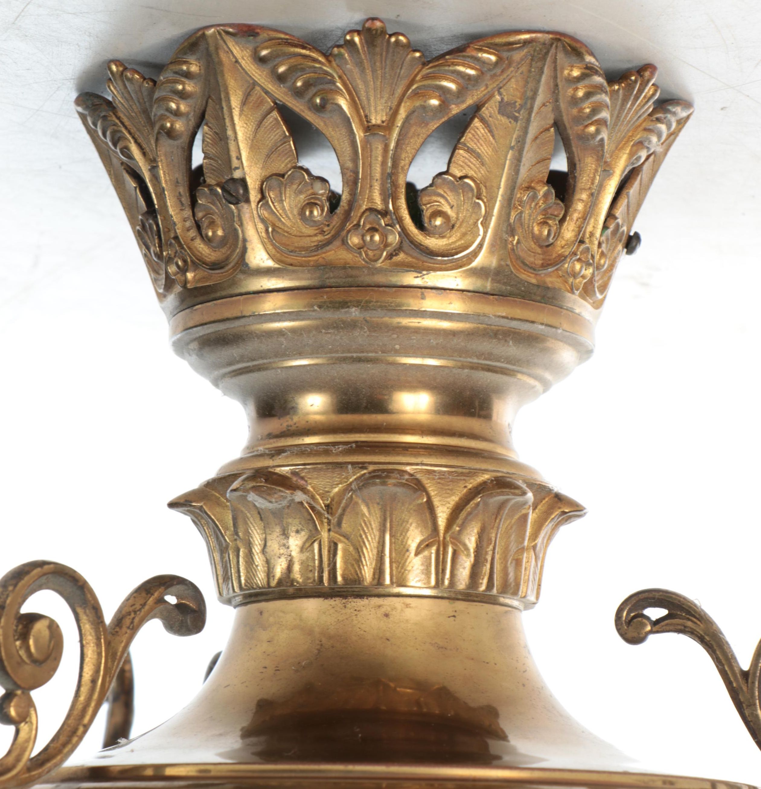 Victorian Aesthetic Movement Ornate Oil Font for Pulldown Library Lamp