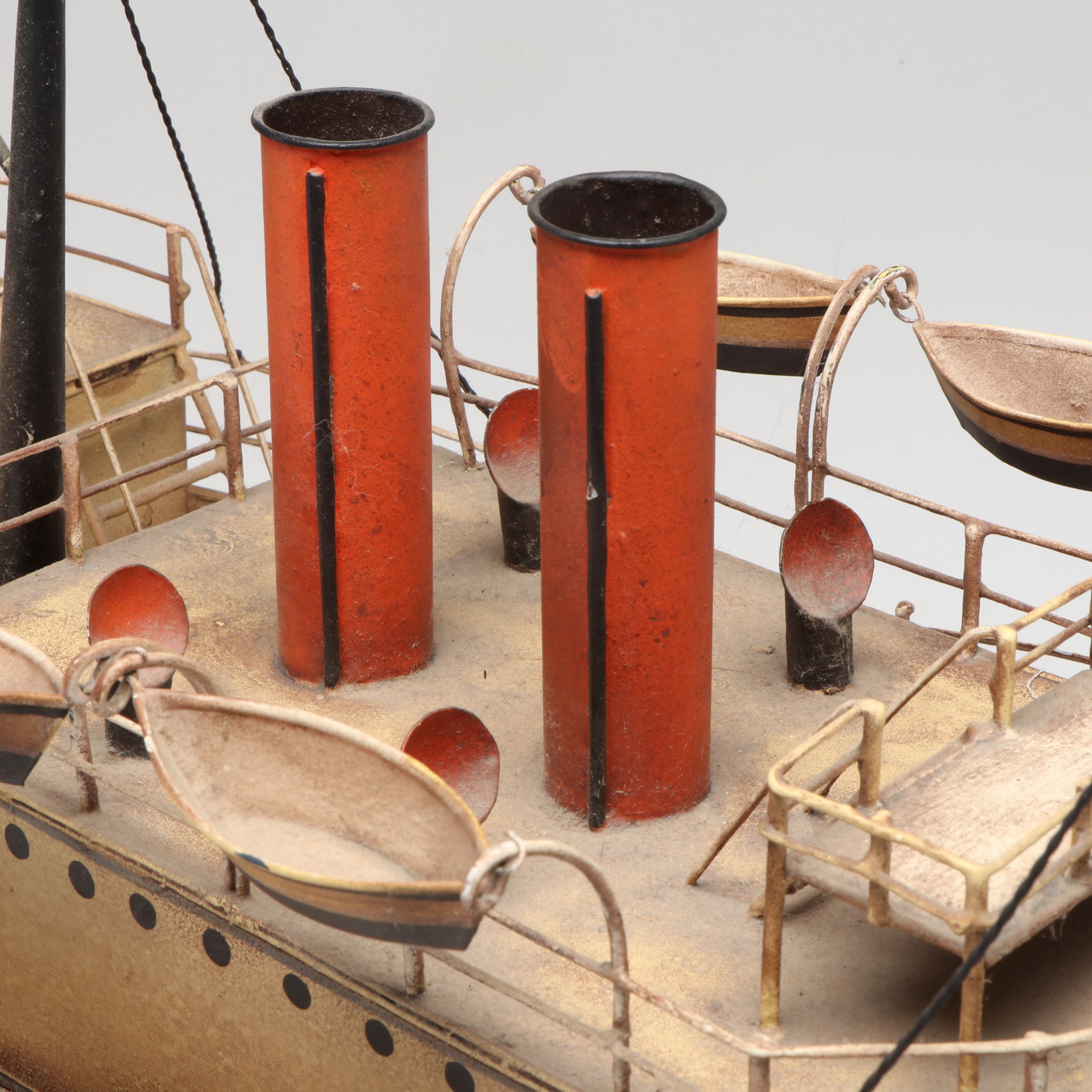 Hand-Painted Metal Swedish Steamship Model