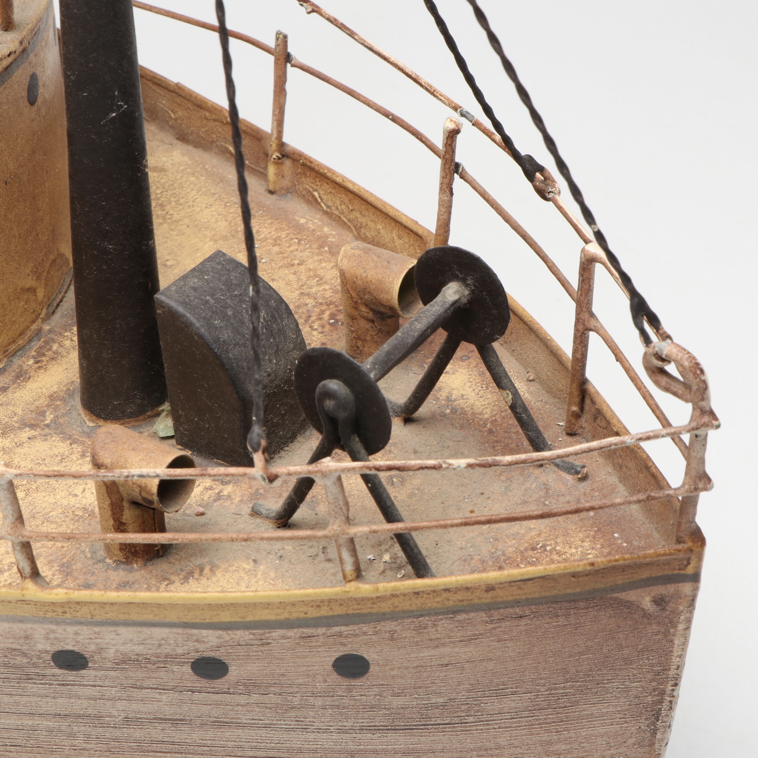 Hand-Painted Metal Swedish Steamship Model