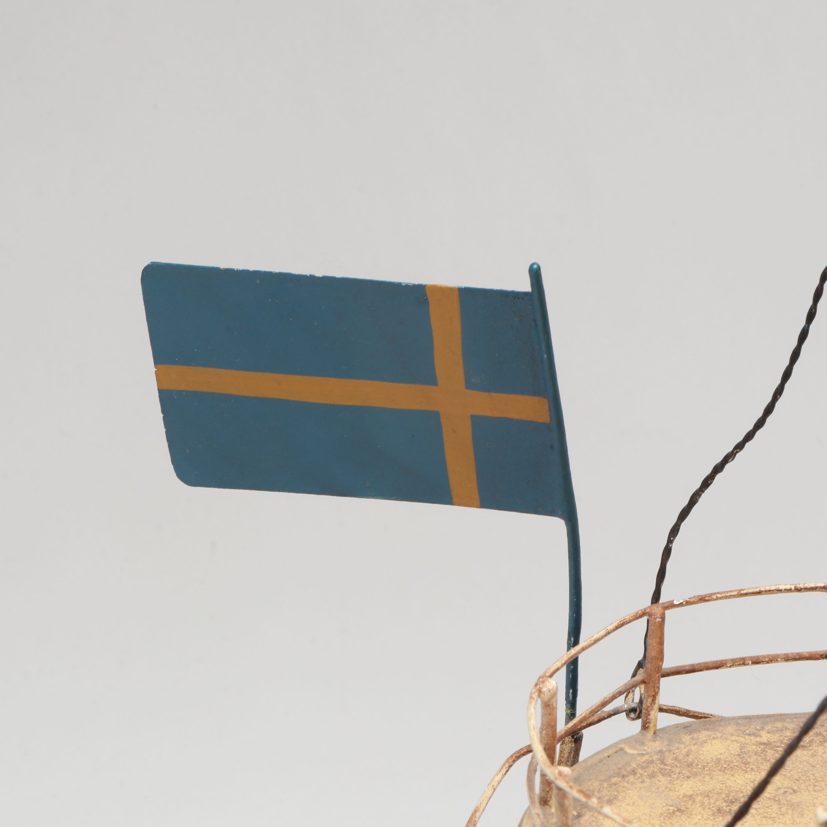 Hand-Painted Metal Swedish Steamship Model