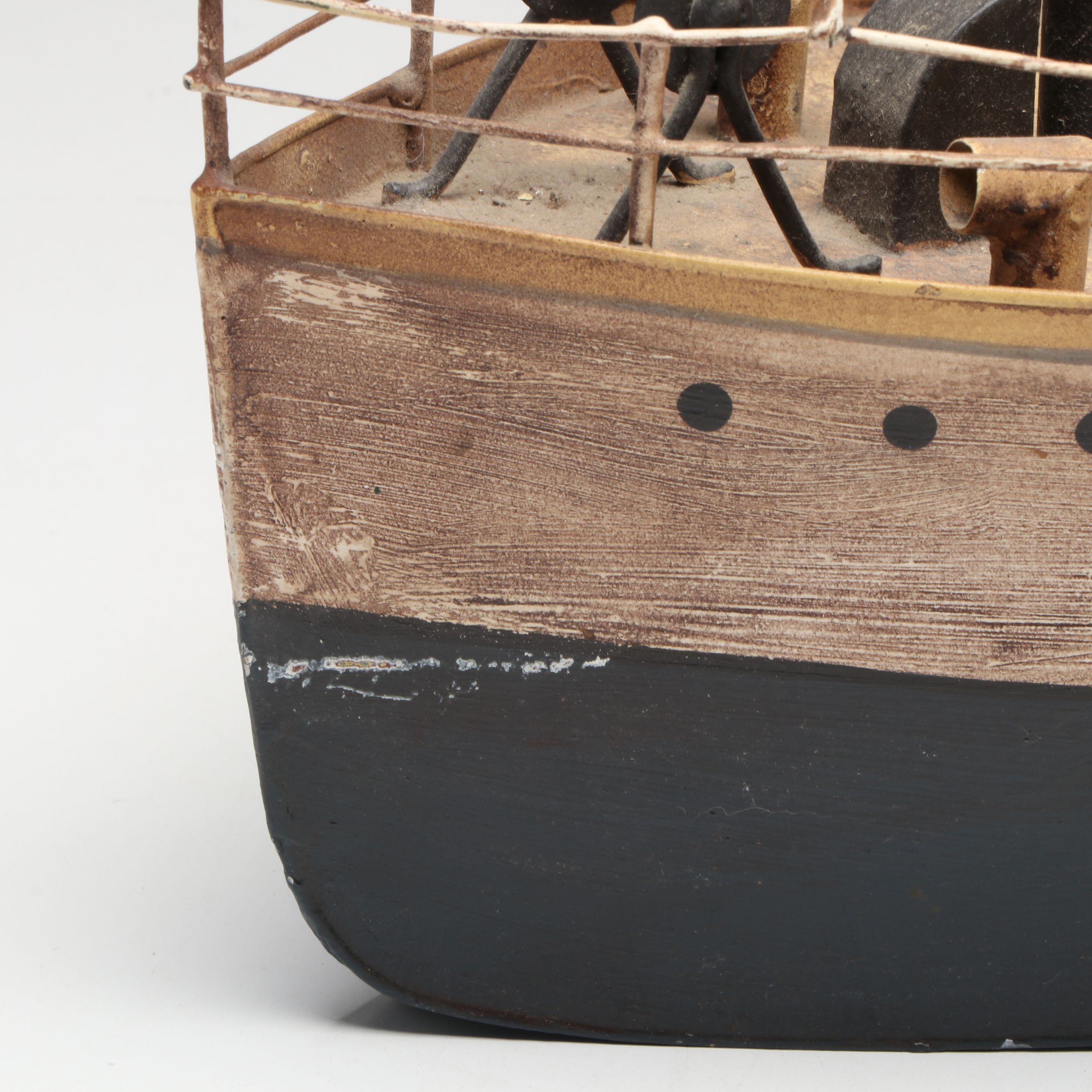 Hand-Painted Metal Swedish Steamship Model