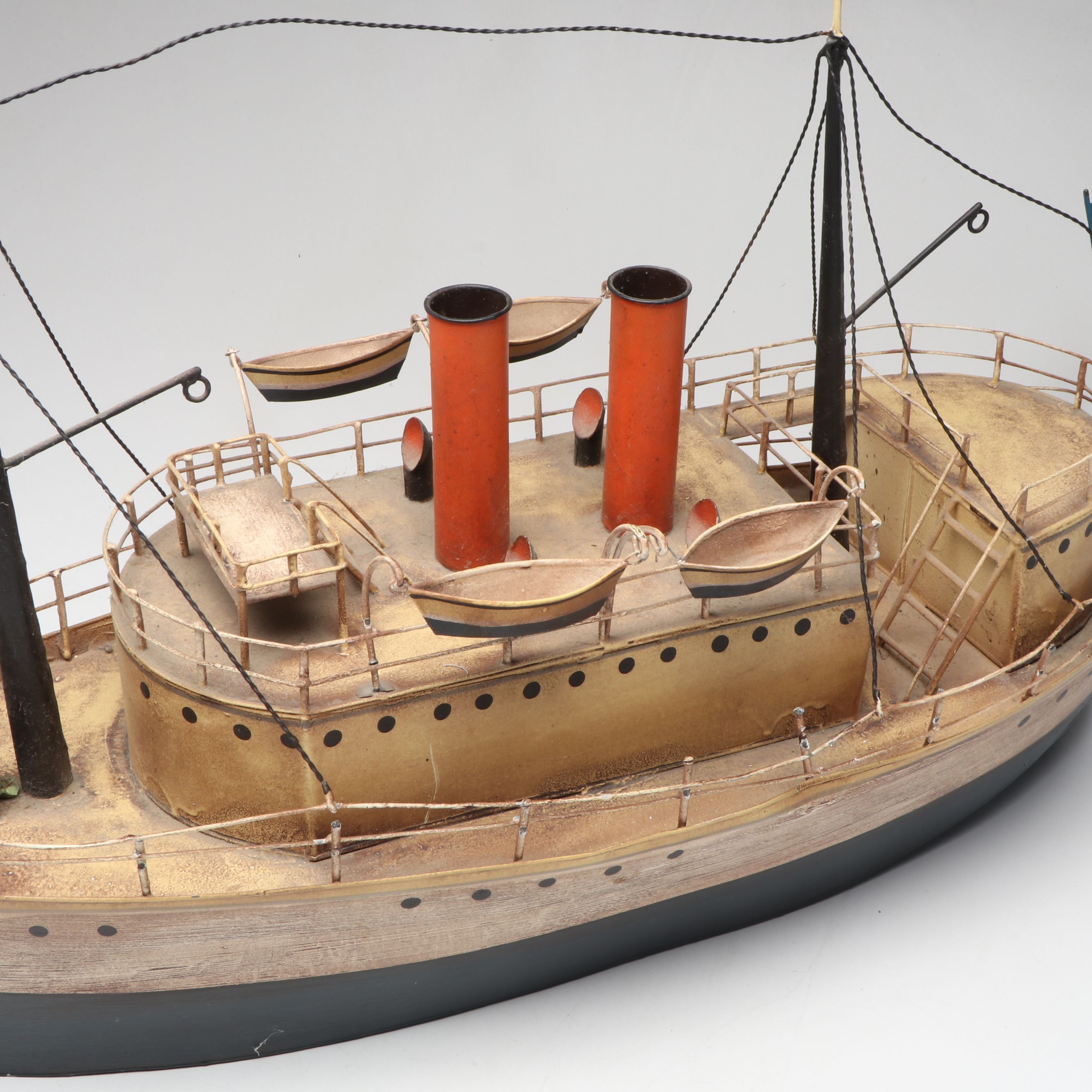 Hand-Painted Metal Swedish Steamship Model