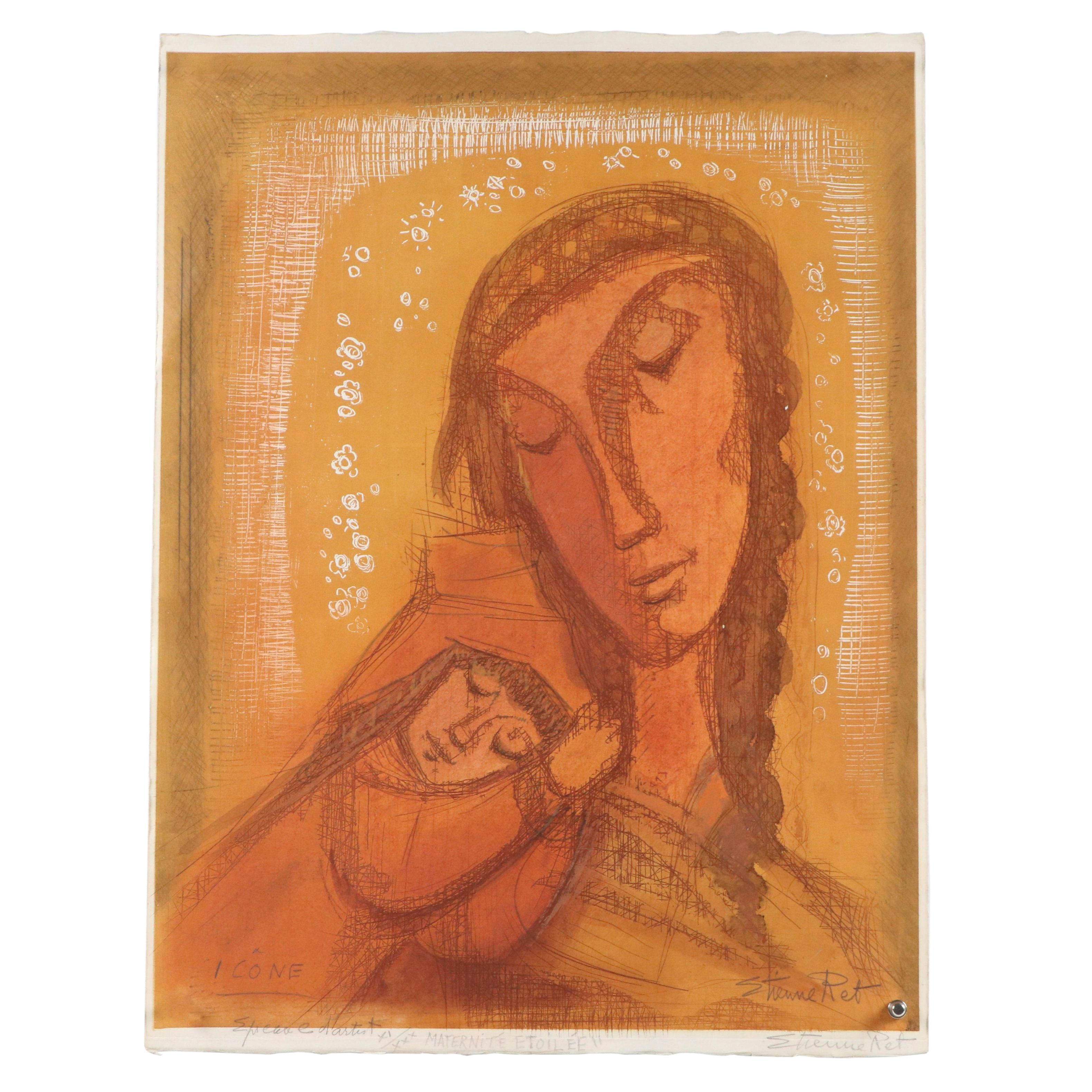 Etienne Ret Etchings "Maternité Etoilée" and Other, Mid-20th Century