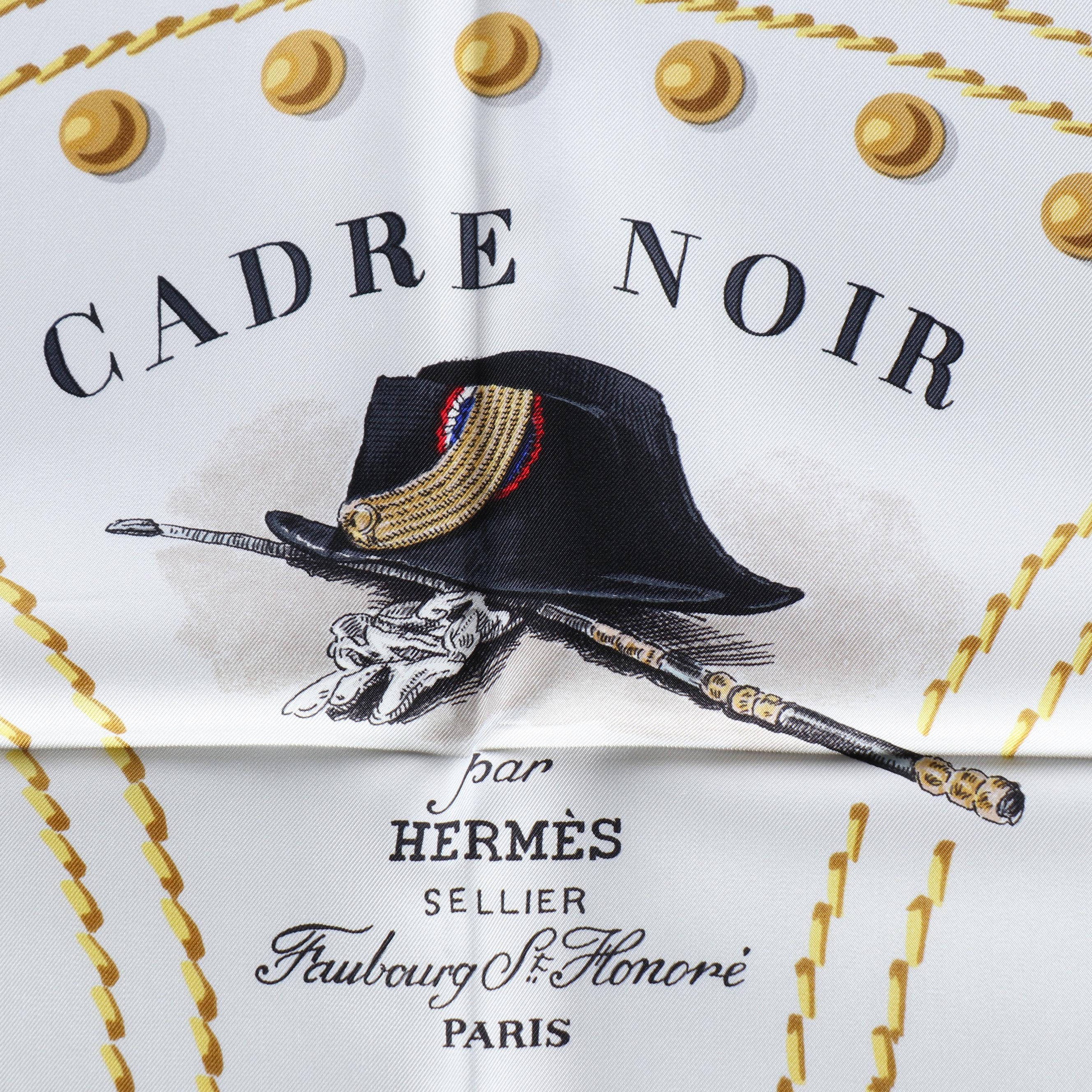 Hermès "Cadre Noir" Scarf 90 in Silk Twill with Box