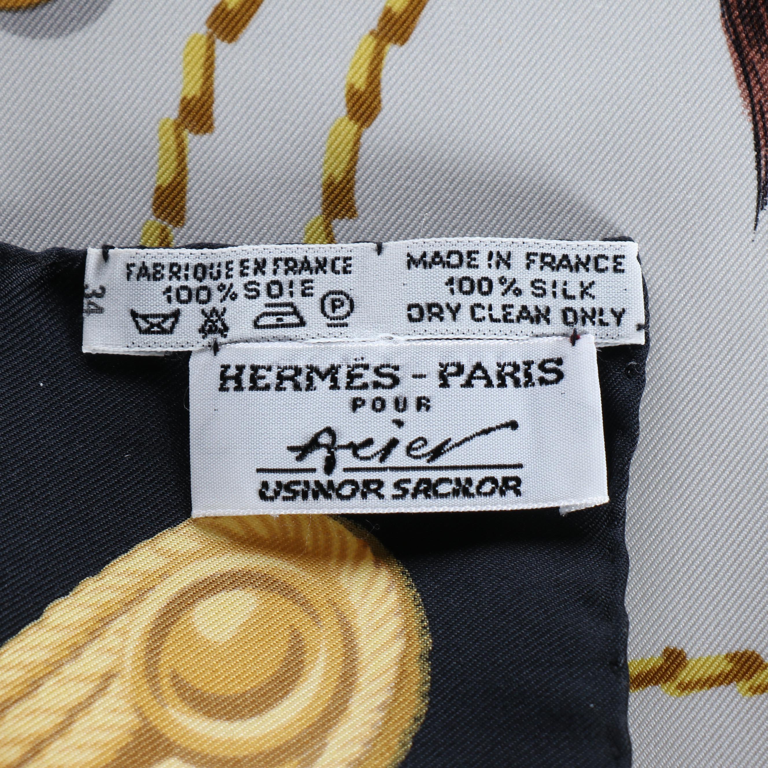 Hermès "Cadre Noir" Scarf 90 in Silk Twill with Box