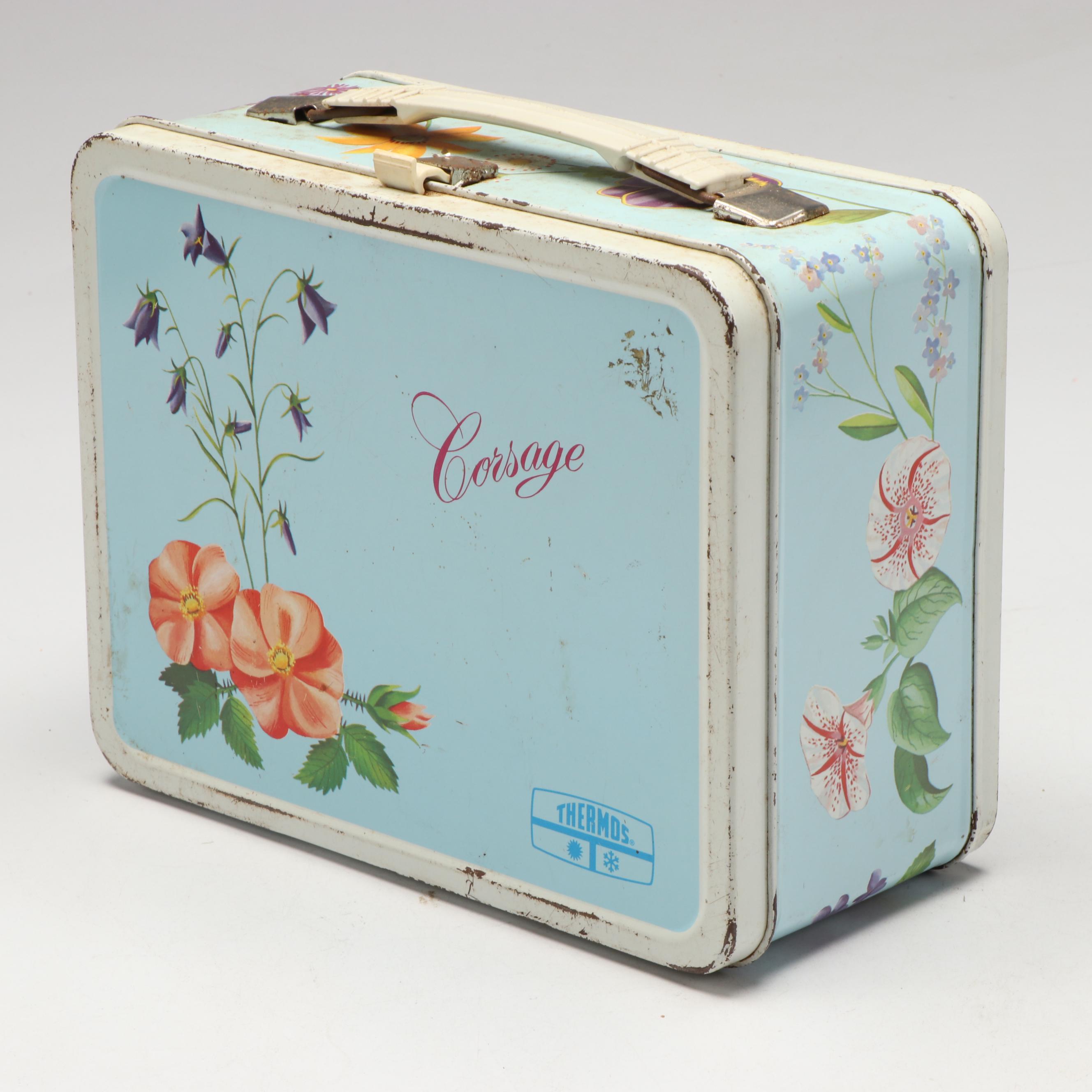 King-Seely Thermos Co. Corsage Lunchbox with Other Metal Lunchboxes