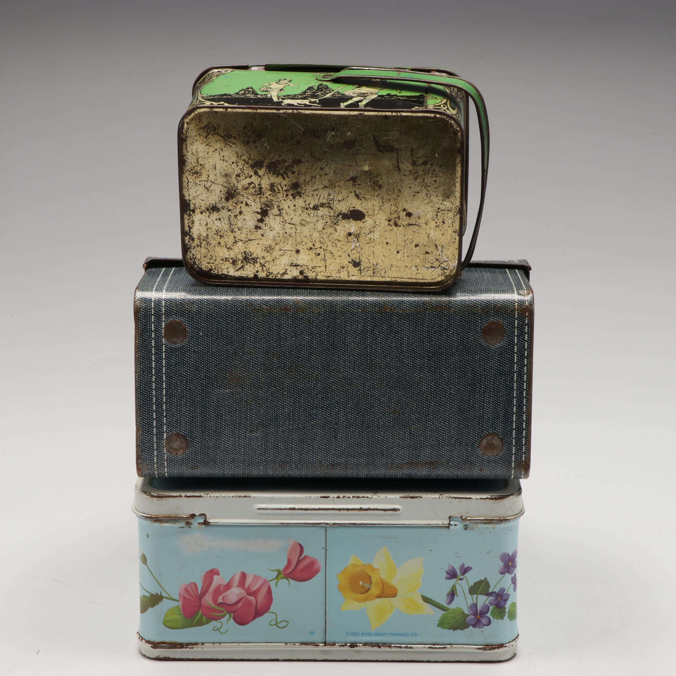 King-Seely Thermos Co. Corsage Lunchbox with Other Metal Lunchboxes