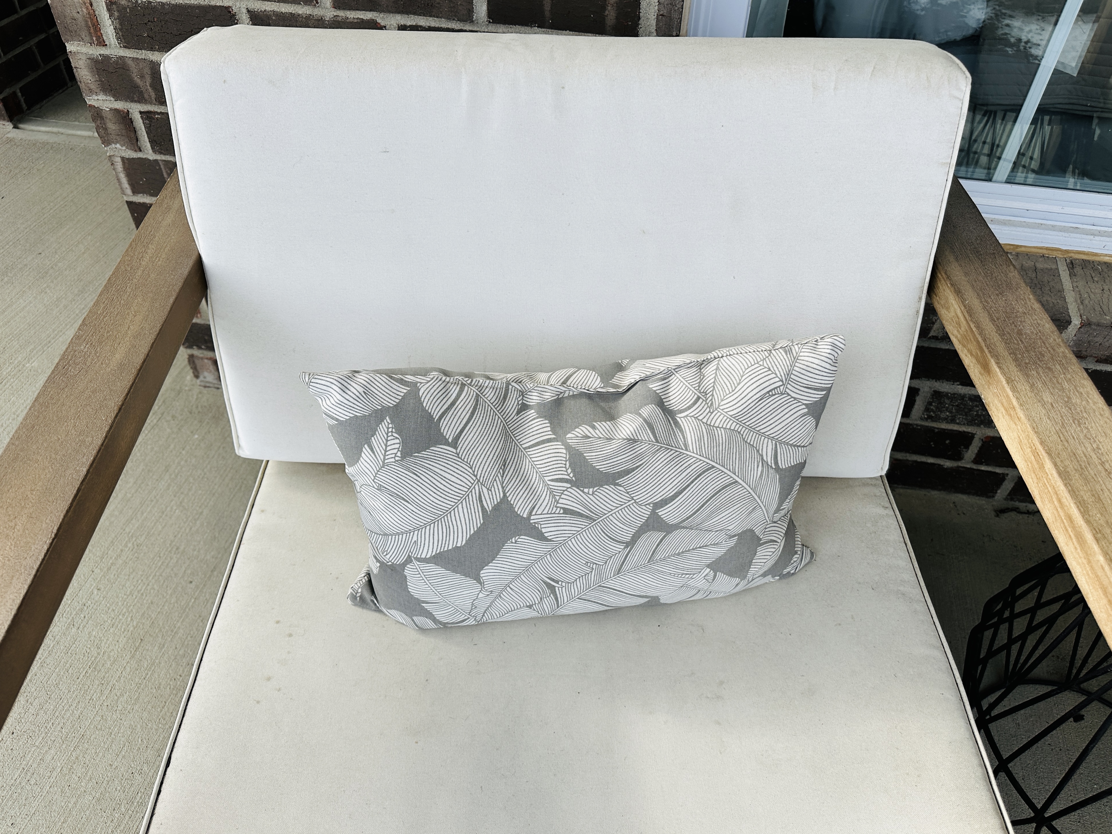 Pair of Teak Patio Lounge Chairs with Metal Accent Table