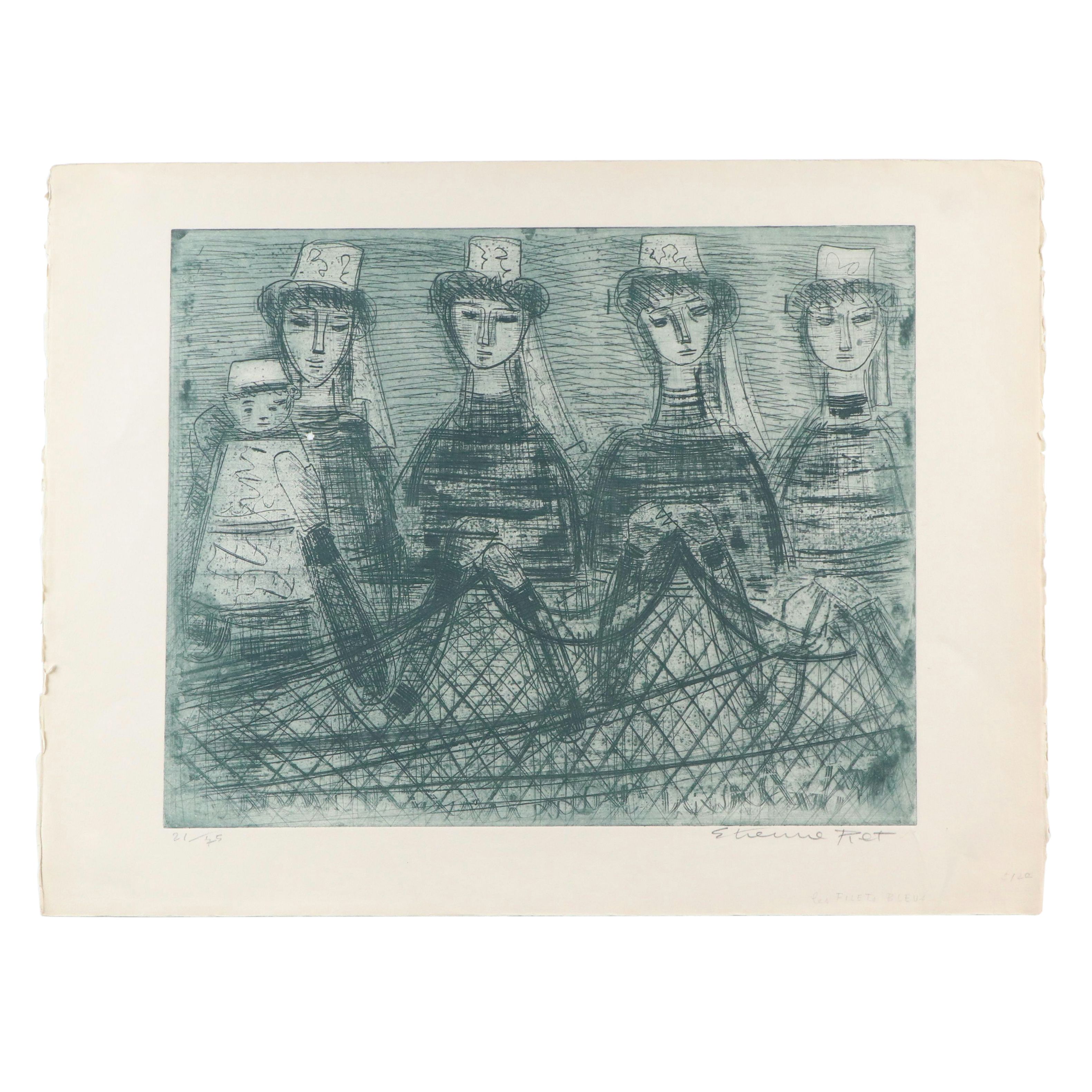 Etienne Ret Etchings "Maternité Etoilée" and Other, Mid-20th Century
