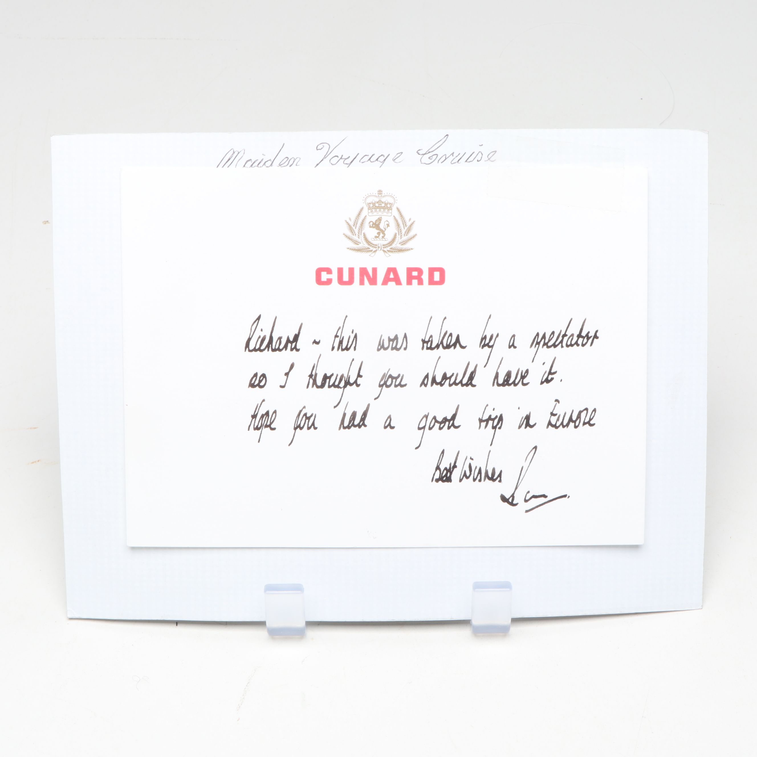 Commodore Ronald Warwick Signed Photo, Queen Mary 2 Inaugural Plate, Model