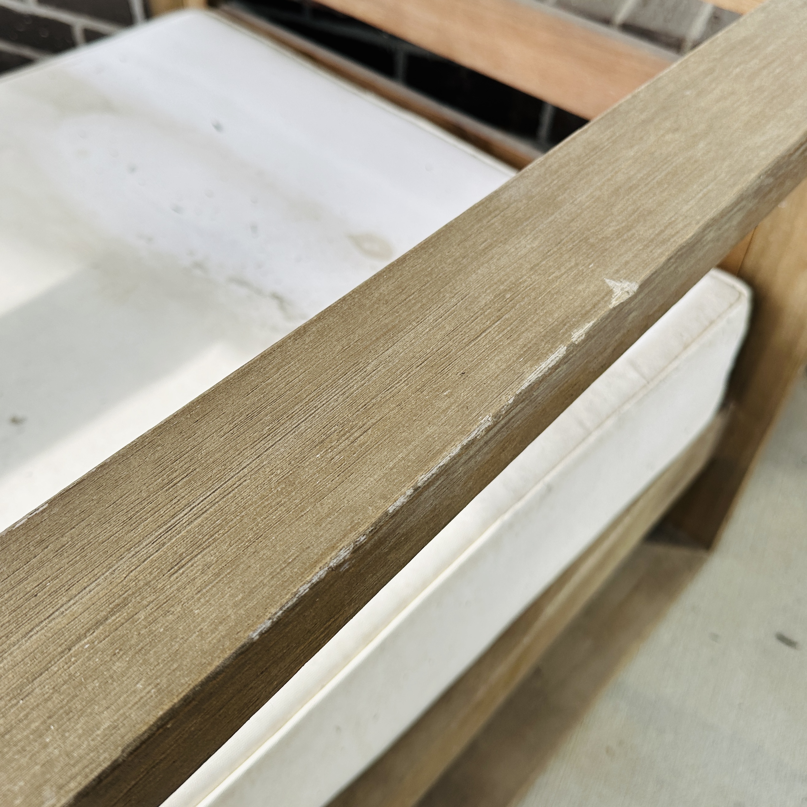 Pair of Teak Patio Lounge Chairs with Metal Accent Table