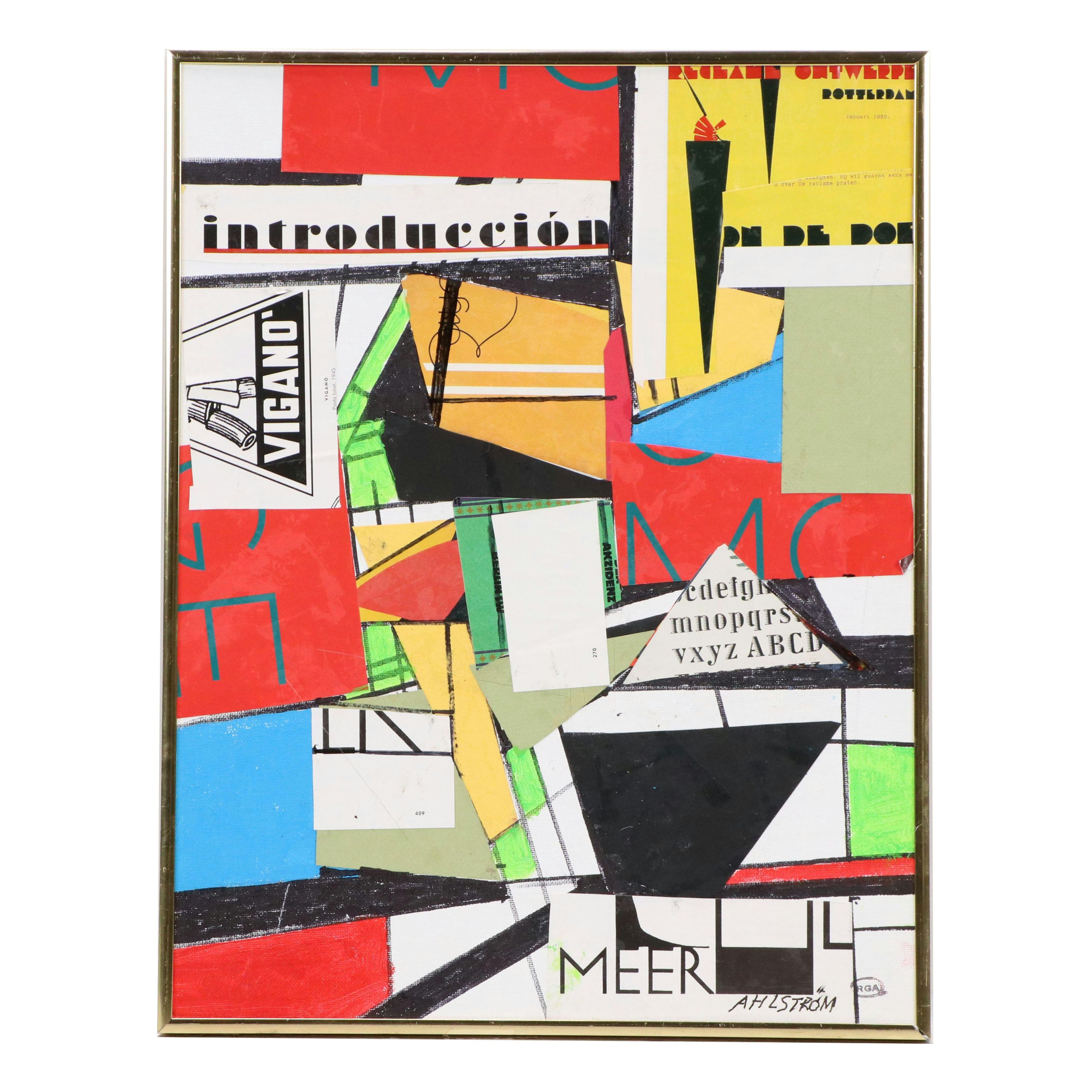 Ronald Ahlström Modern Mixed Media Collage, Late 20th/ 21st Century