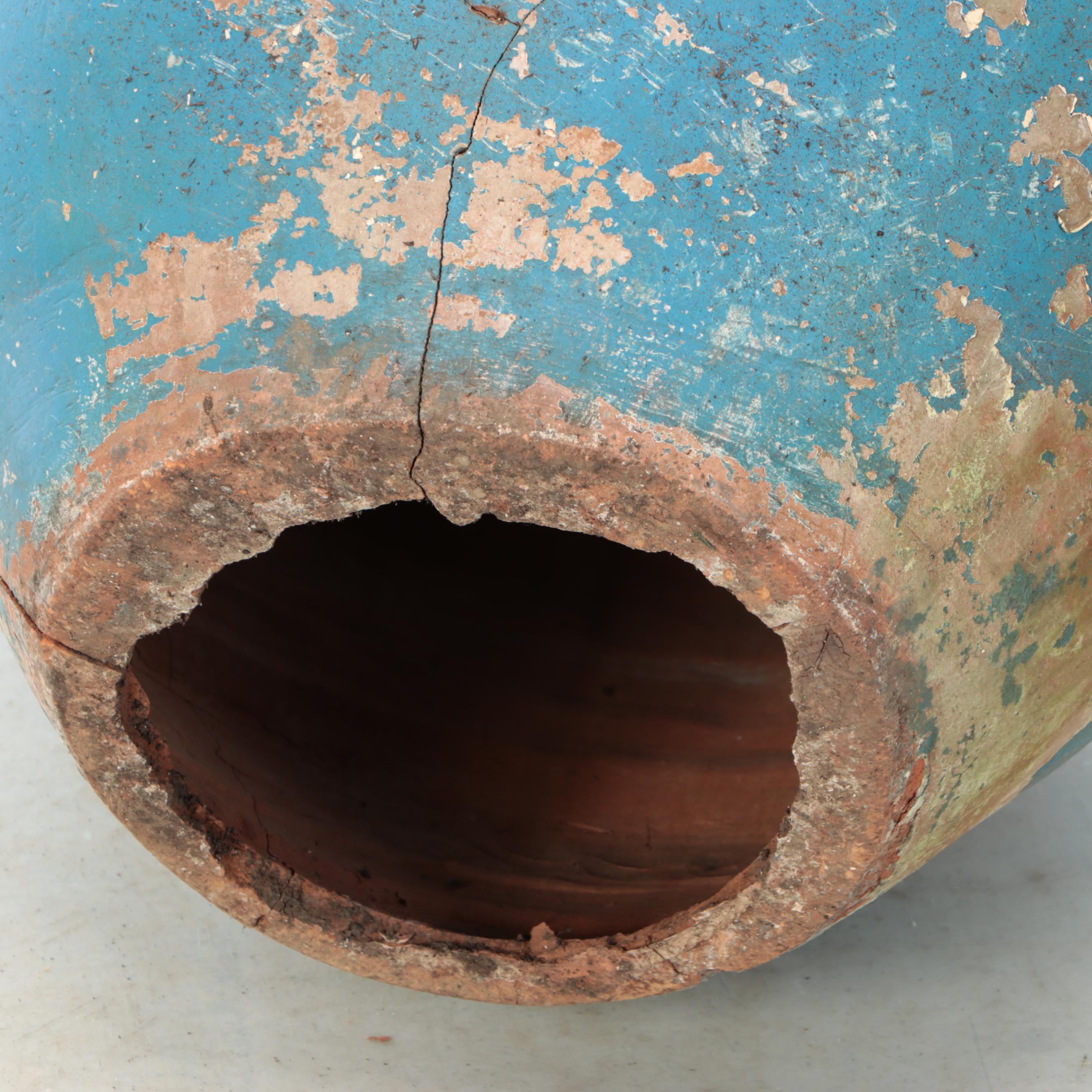 Asian Style Blue Glazed Terracotta Martaban Jar