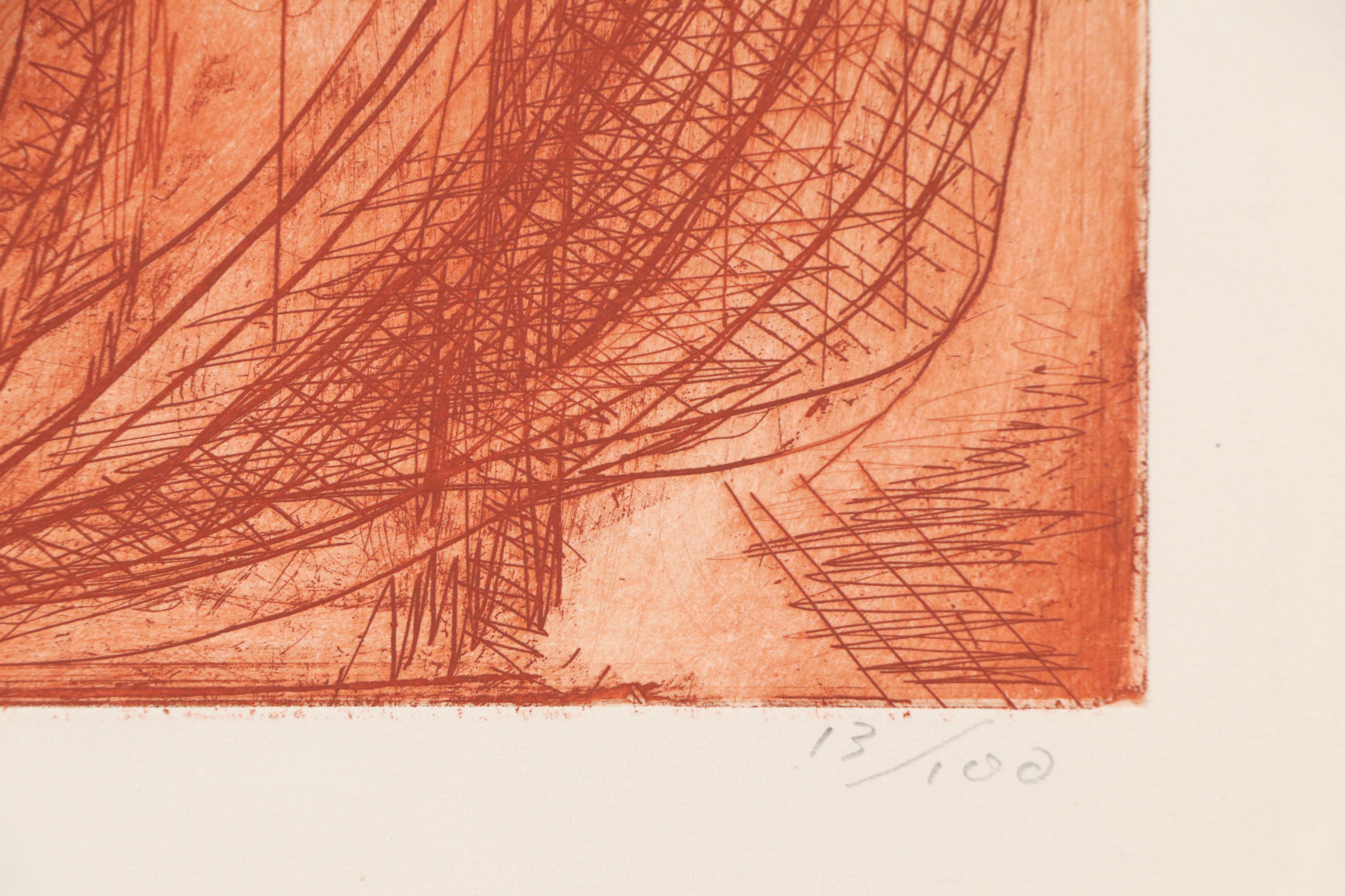 Etienne Ret Watercolor Painting "Lady with Guitar" and Print, Mid-20th Century