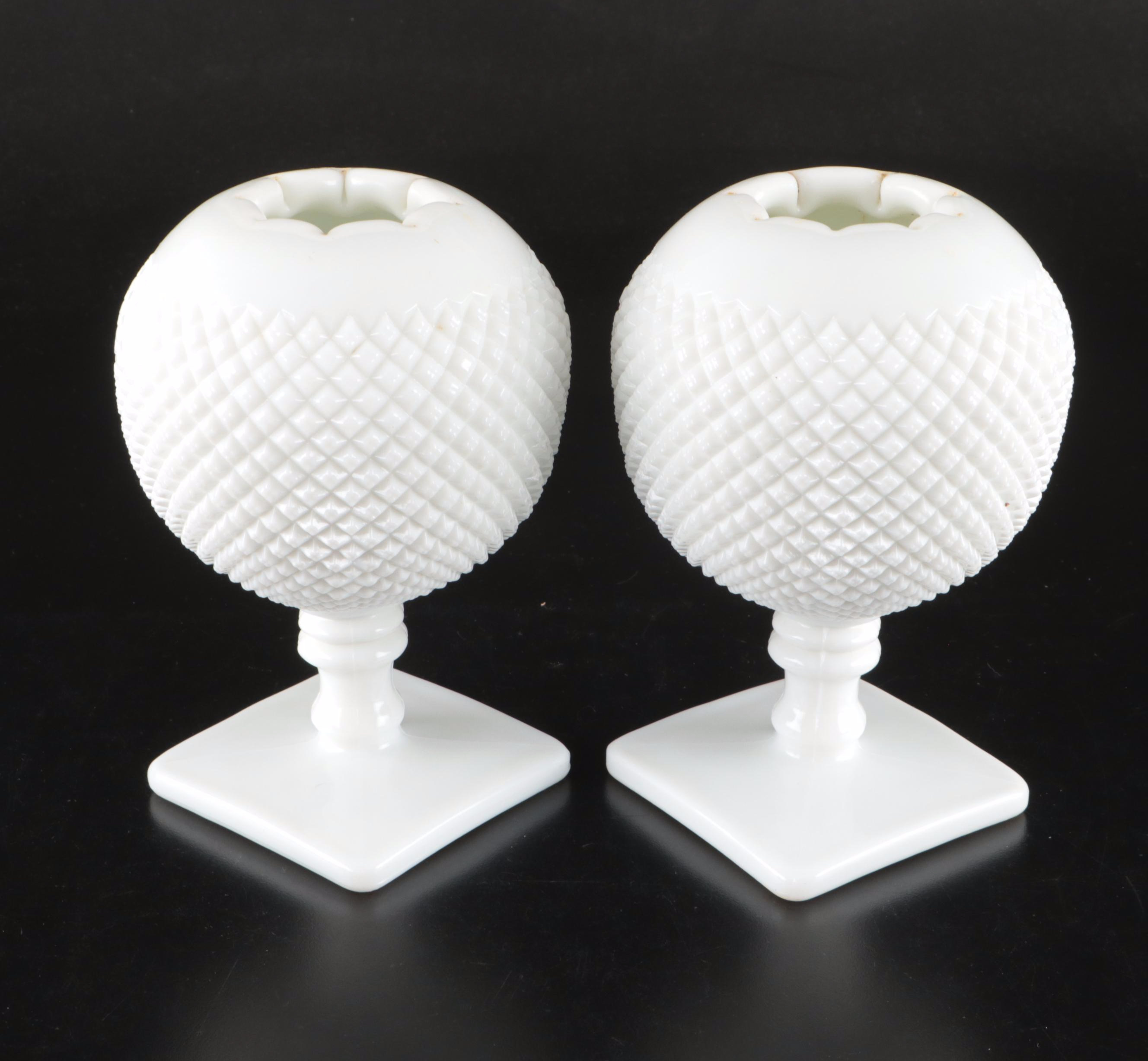 Indiana Glass "Garland" Fruit Bowls with Westmoreland Ivy Balls and Lidded Jar