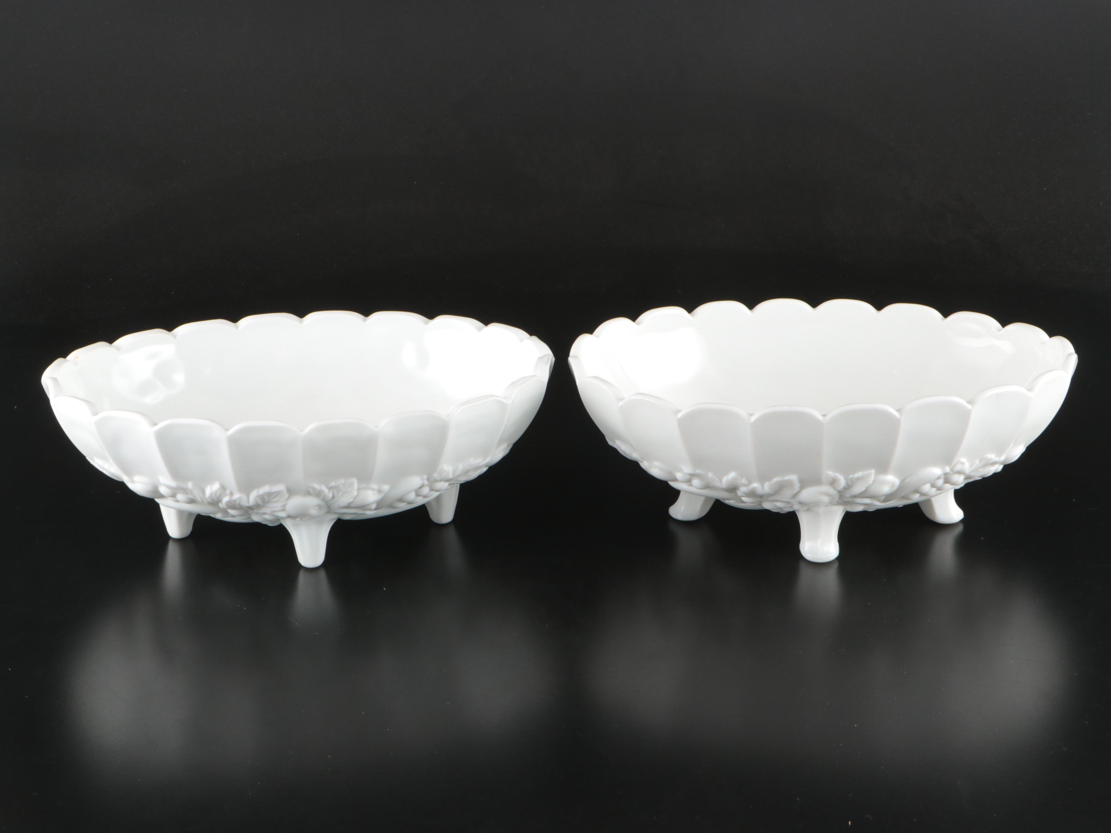 Indiana Glass "Garland" Fruit Bowls with Westmoreland Ivy Balls and Lidded Jar