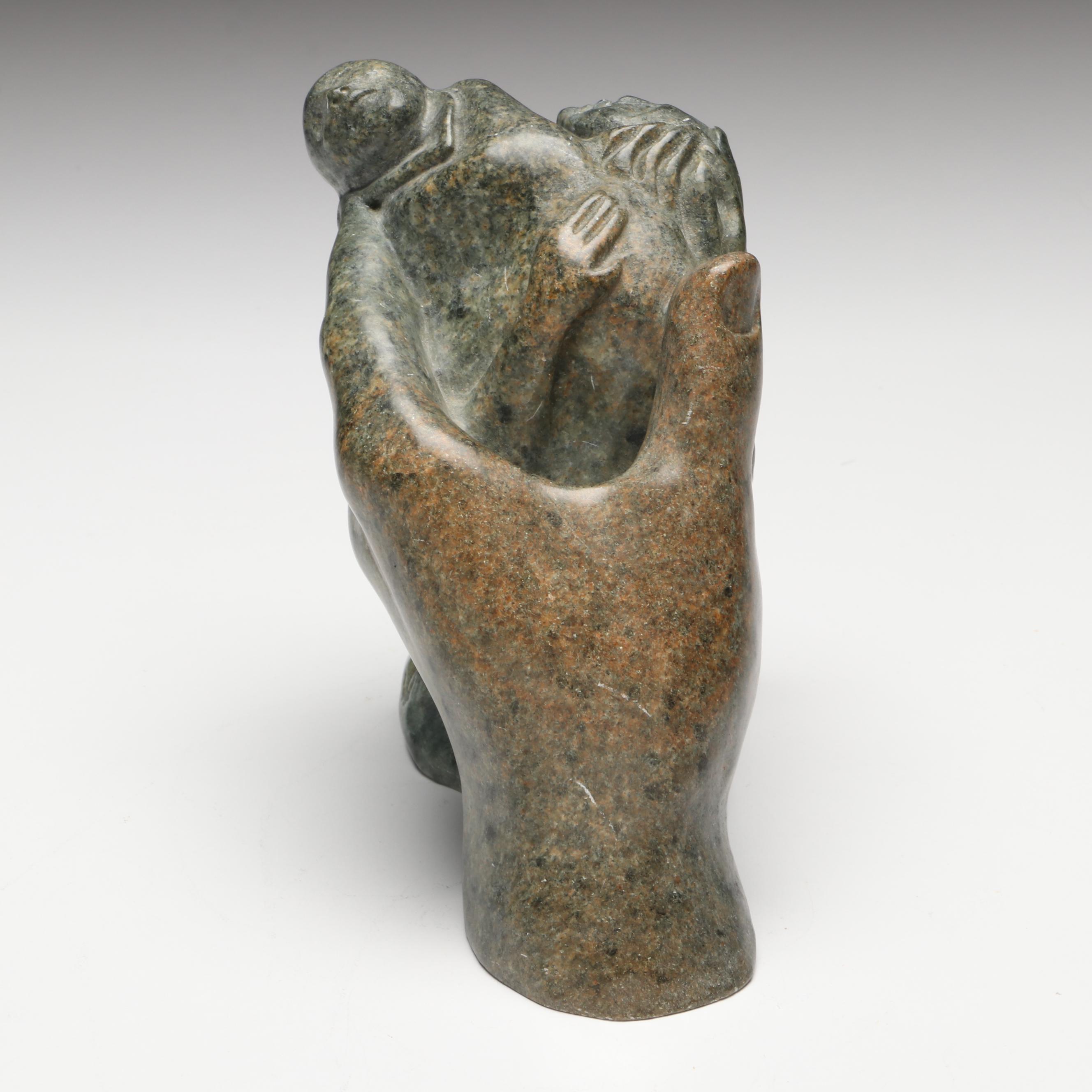 Eli Nasogaluak Inuit Carved Soapstone Sculpture