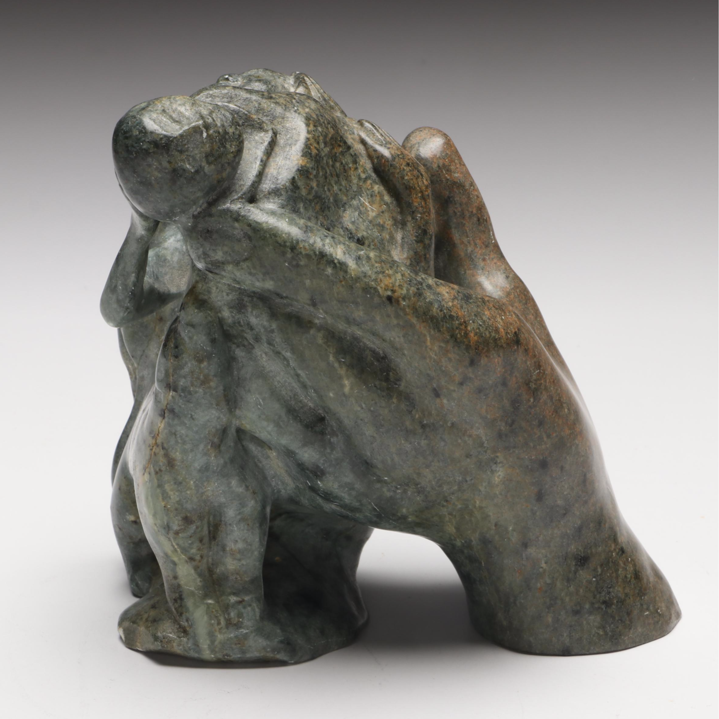Eli Nasogaluak Inuit Carved Soapstone Sculpture